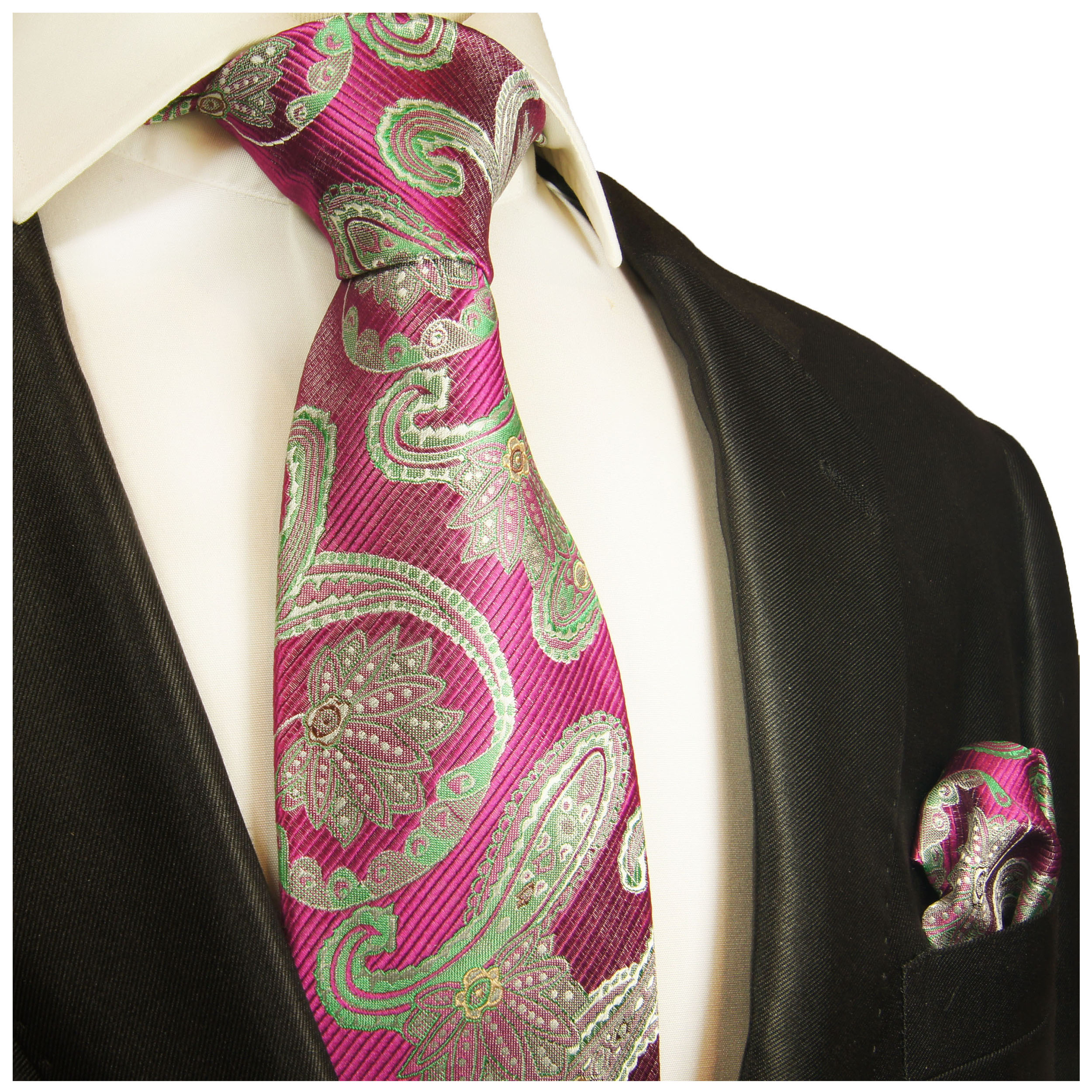 Krawatte Seide Silk Tie Designer Seidenkrawatte lila violett creme gestreift 