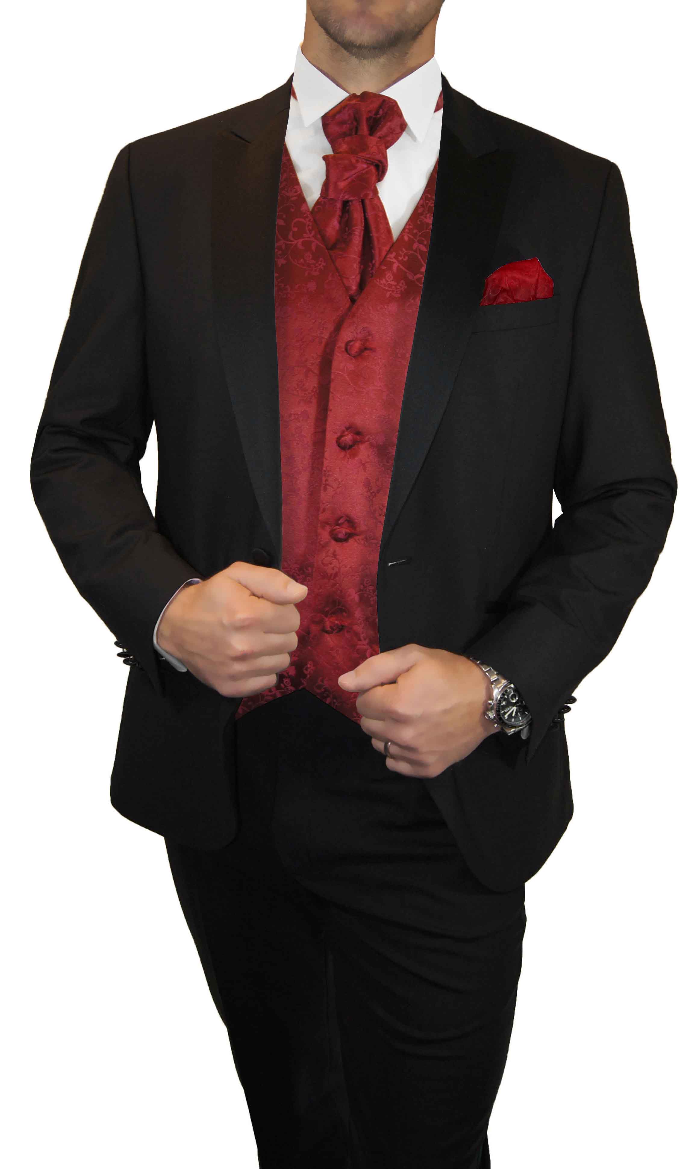 Paul Malone Burgundy Wedding Tuxedo Vest Set at  Men’s Clothing store 