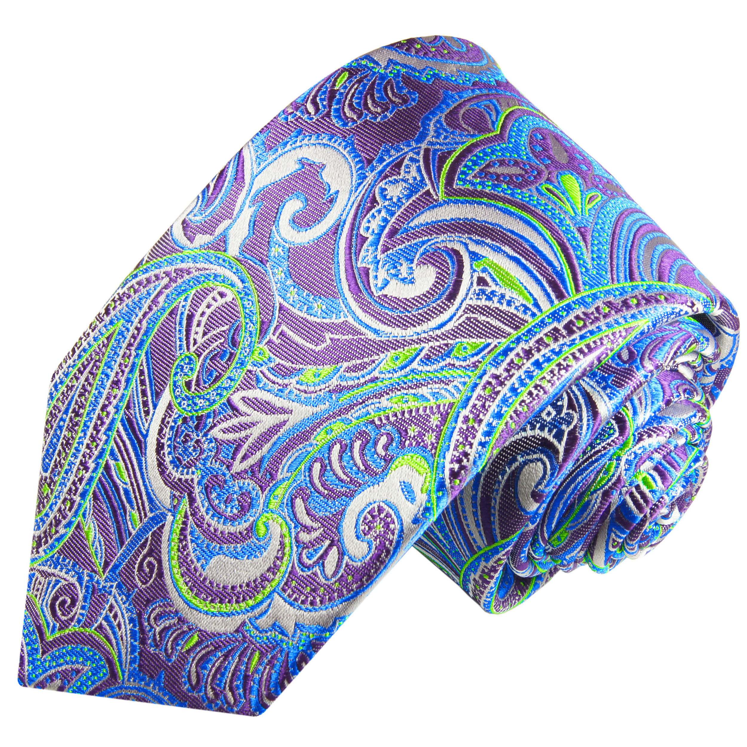 Paul Malone Krawatte 100% Seide blau lila paisley 2060 - Paul Malone Shop