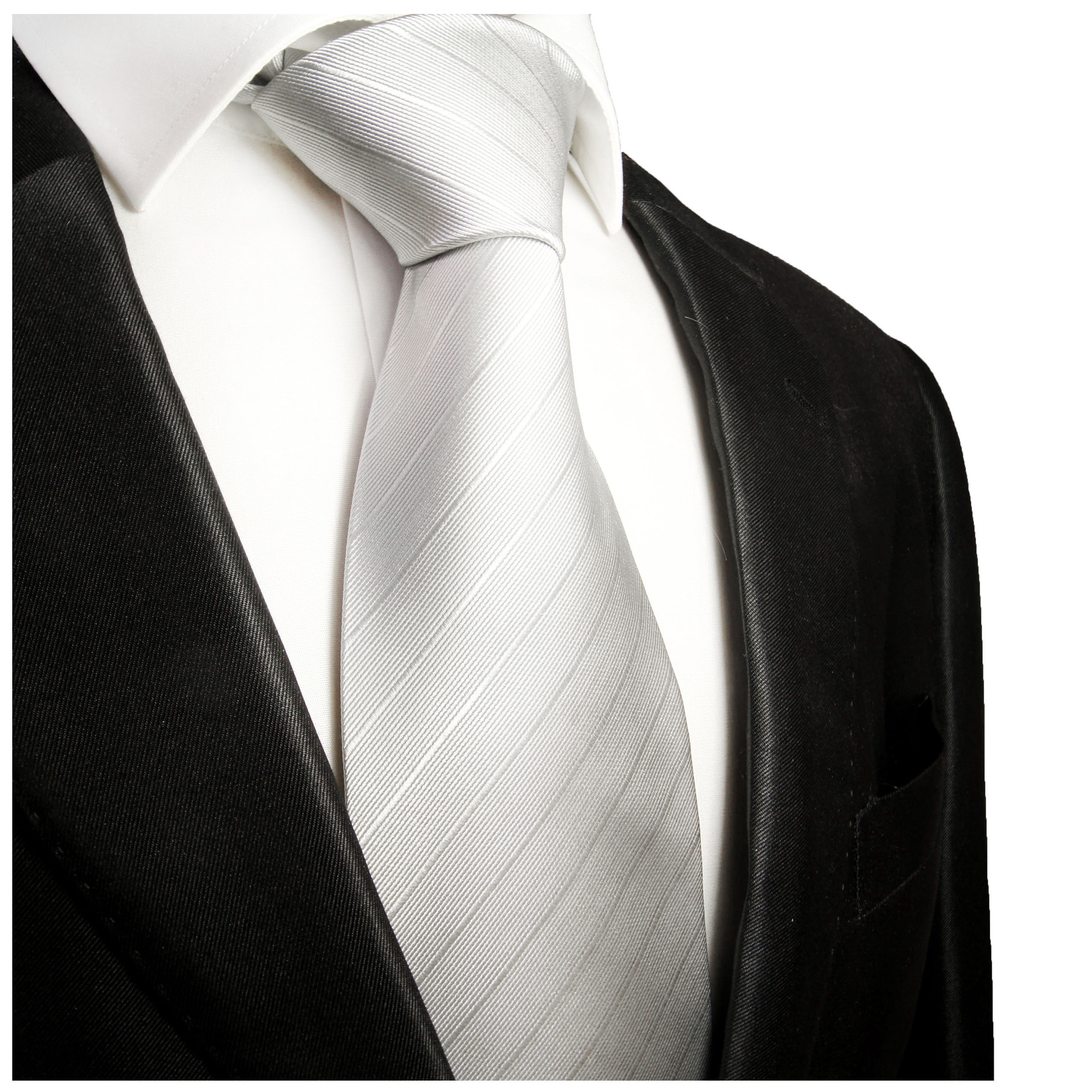 Silver tie necktie silk solid 375 | ORDER NOW - Paul Malone Shop