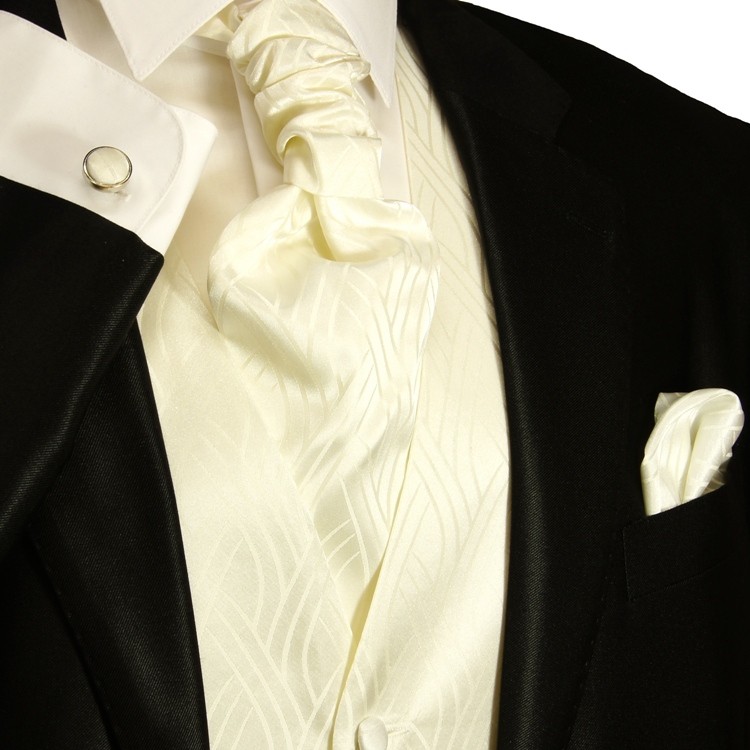 New Men's Solid Tuxedo Vest Waistcoat & Ascot Cravat Hankie Set White Wedding 