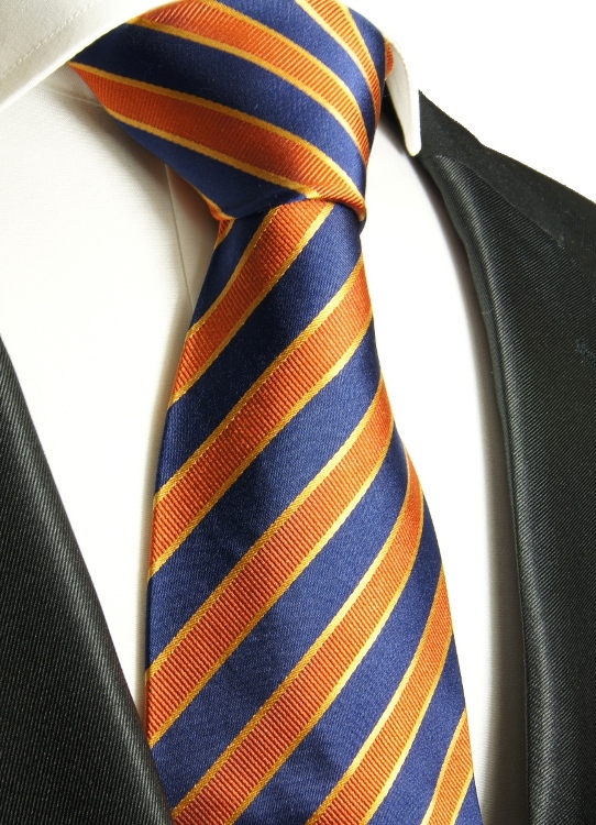 Krawatte blau orange gestreift 728 - Paul Malone Shop