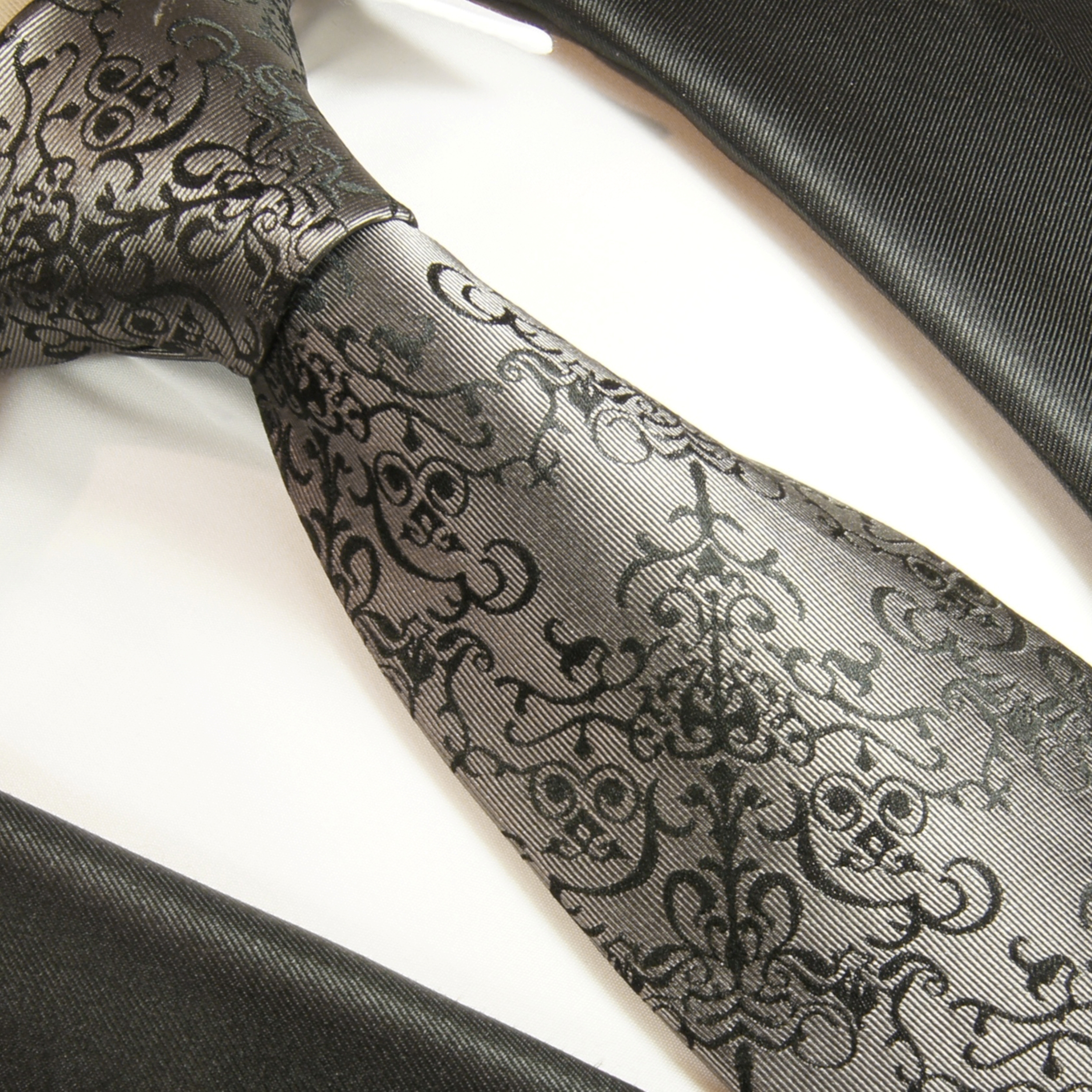 Silber schwarz Krawatte 100% Seidenkrawatte ( XL 165cm ) 2051 - Paul Malone  Shop | Breite Krawatten