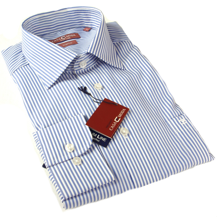 Casa-Moda shirt HL40: blue with white stripes LINE - Paul Malone Shop