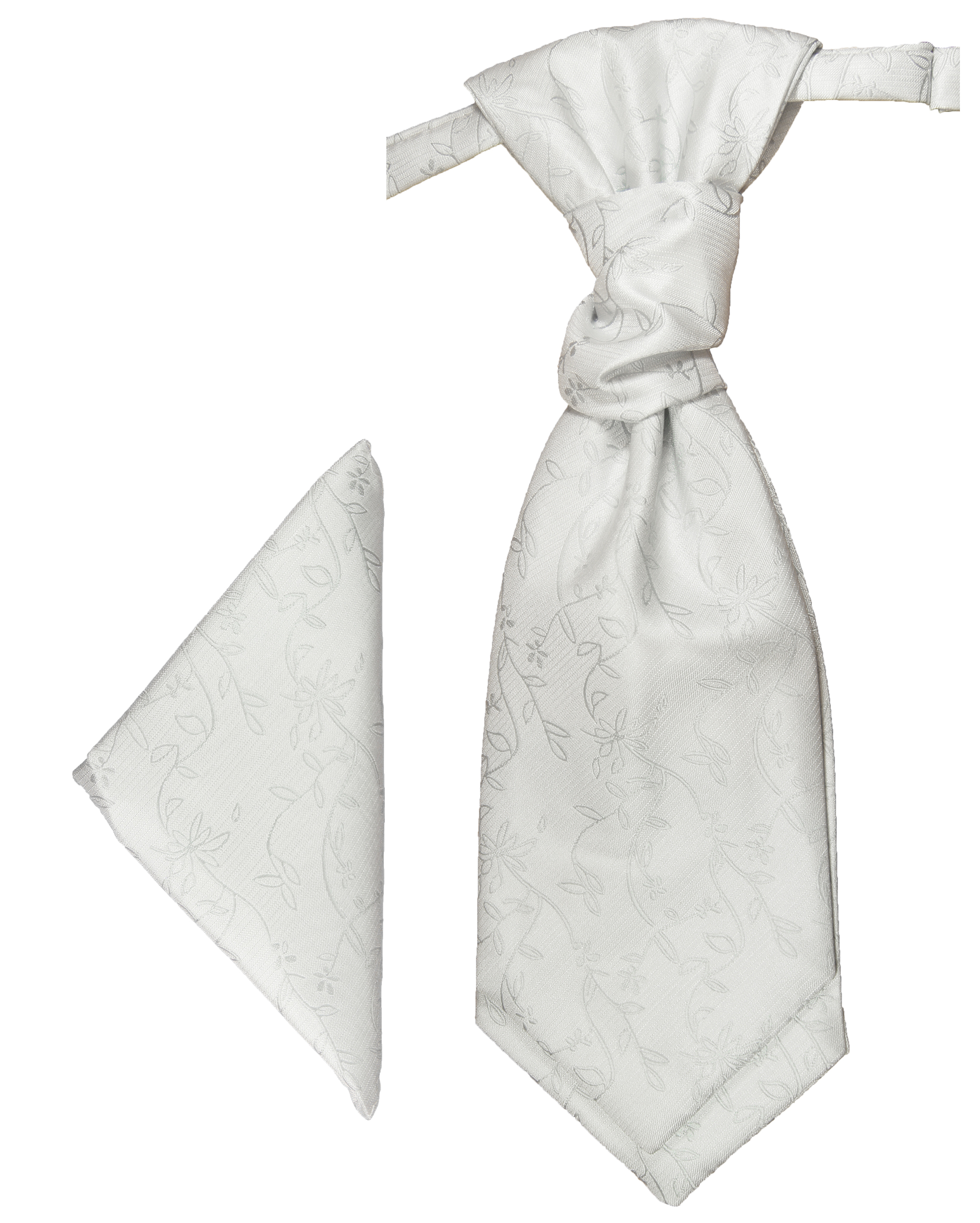 Silver white cravat and pocket square - ASCOT TIE - Paul Malone Shop