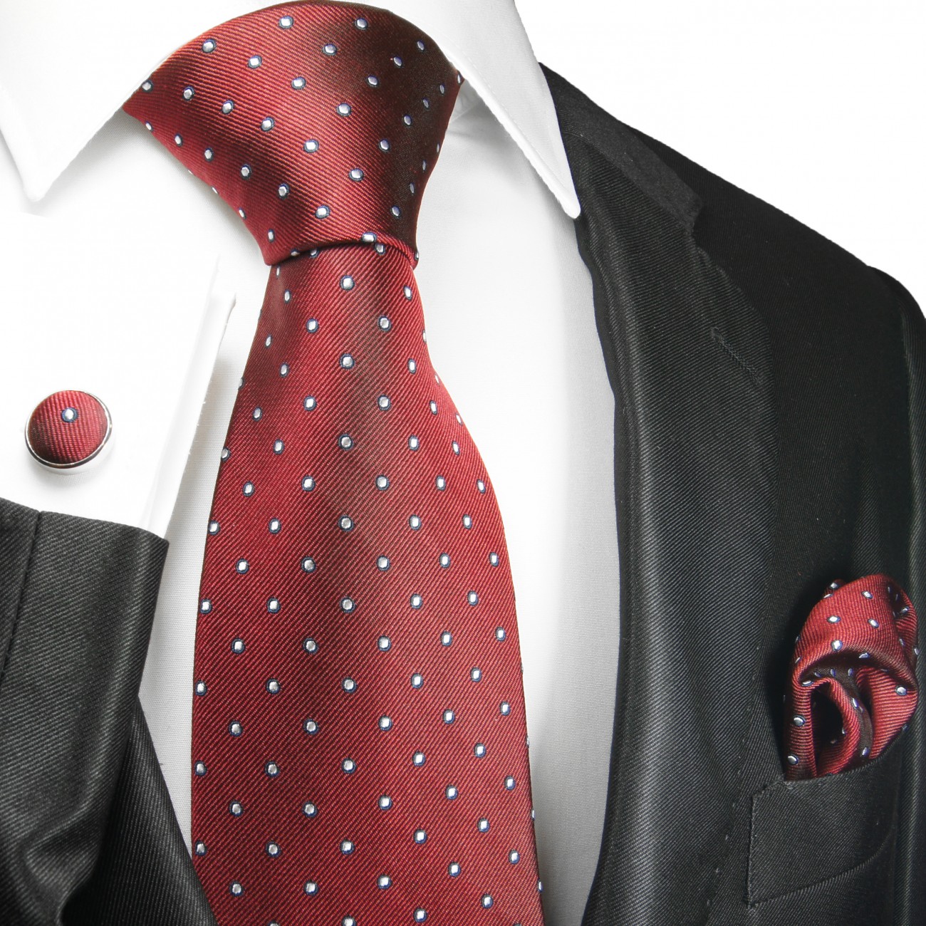 Extra lange Krawatte 165cm - Krawatte rot gepunktet