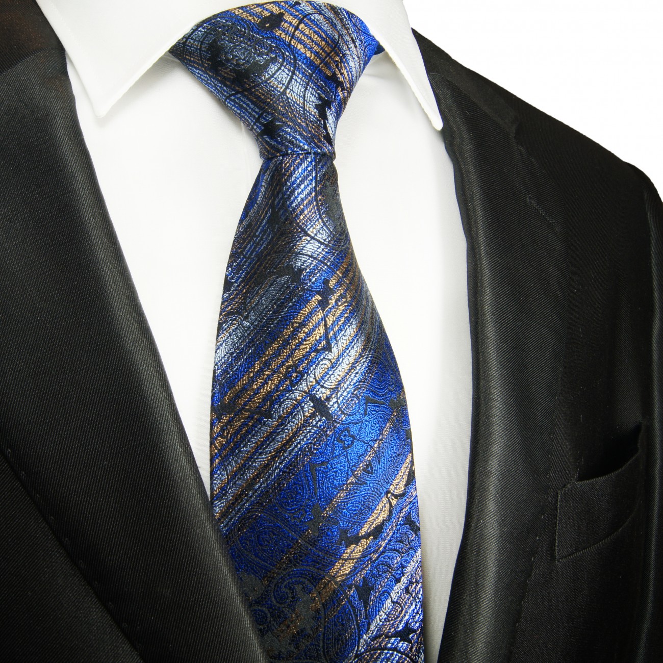 Extra lange Krawatte 165cm - Krawatte blau gestreift