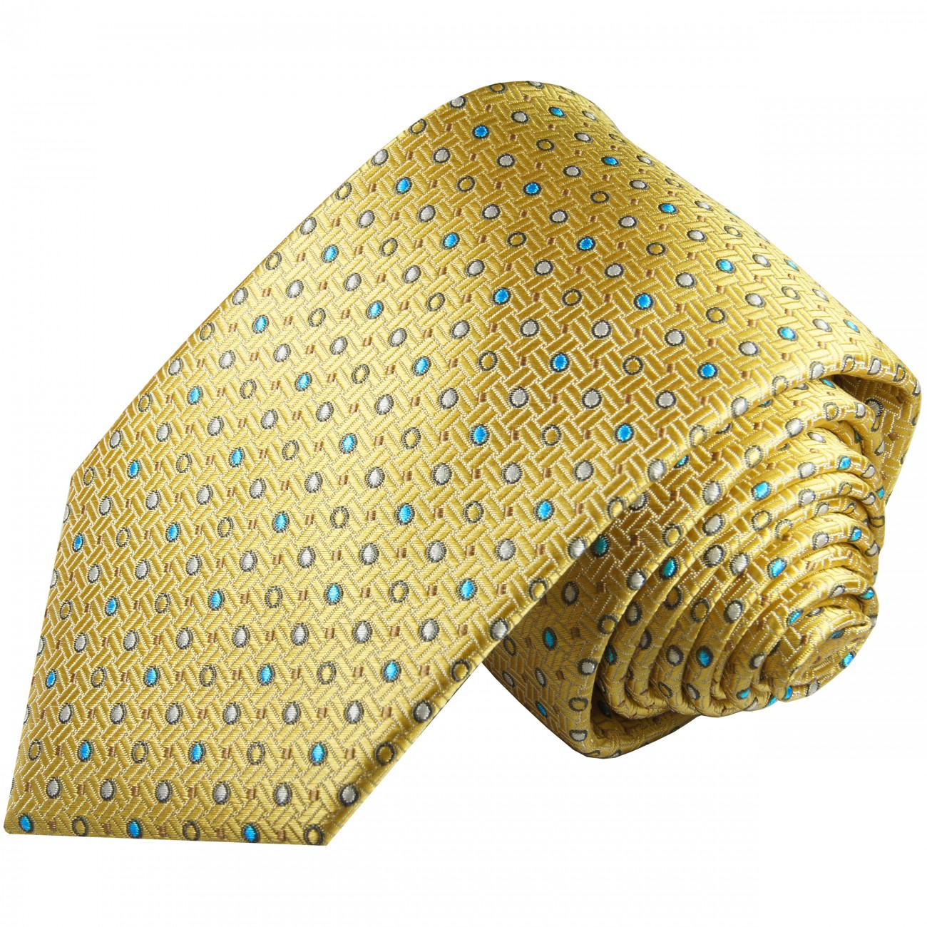 Extra lange Krawatte 165cm - Krawatte gelb gepunktet