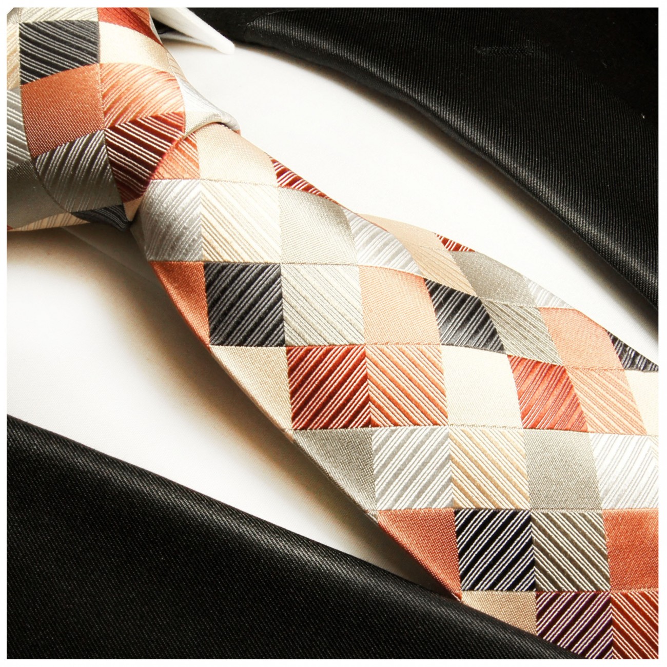 Extra lange Krawatte 165cm - Krawatte orange kariert