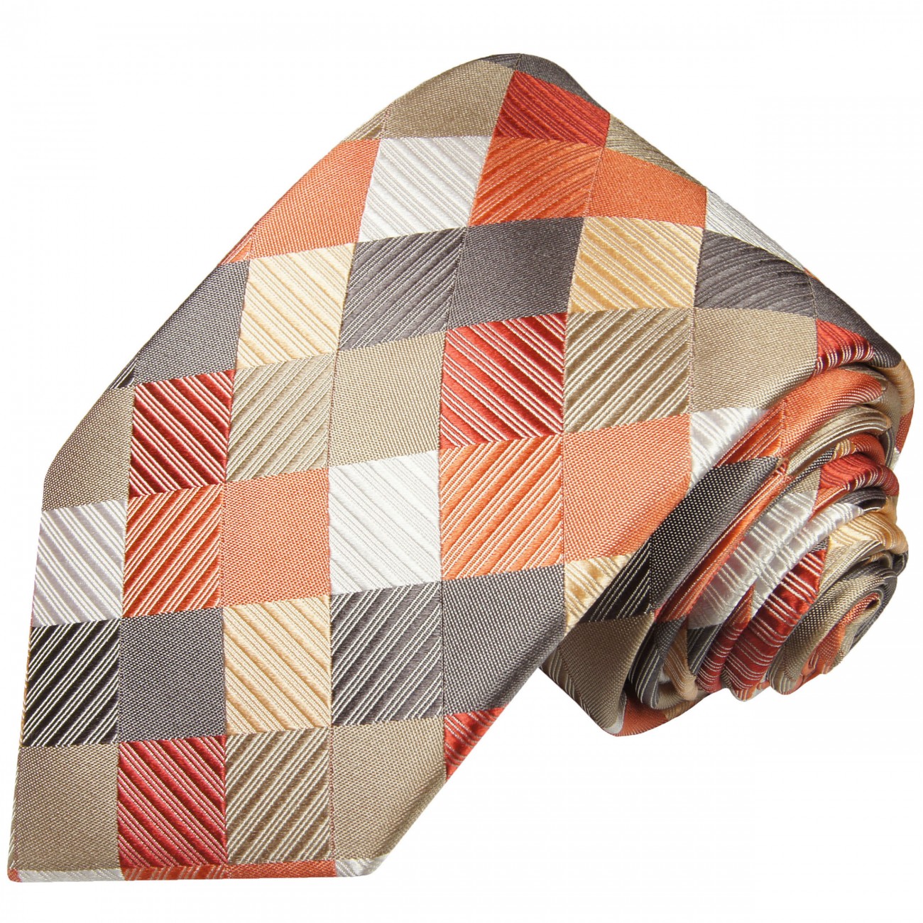 Extra lange Krawatte 165cm - Krawatte orange kariert