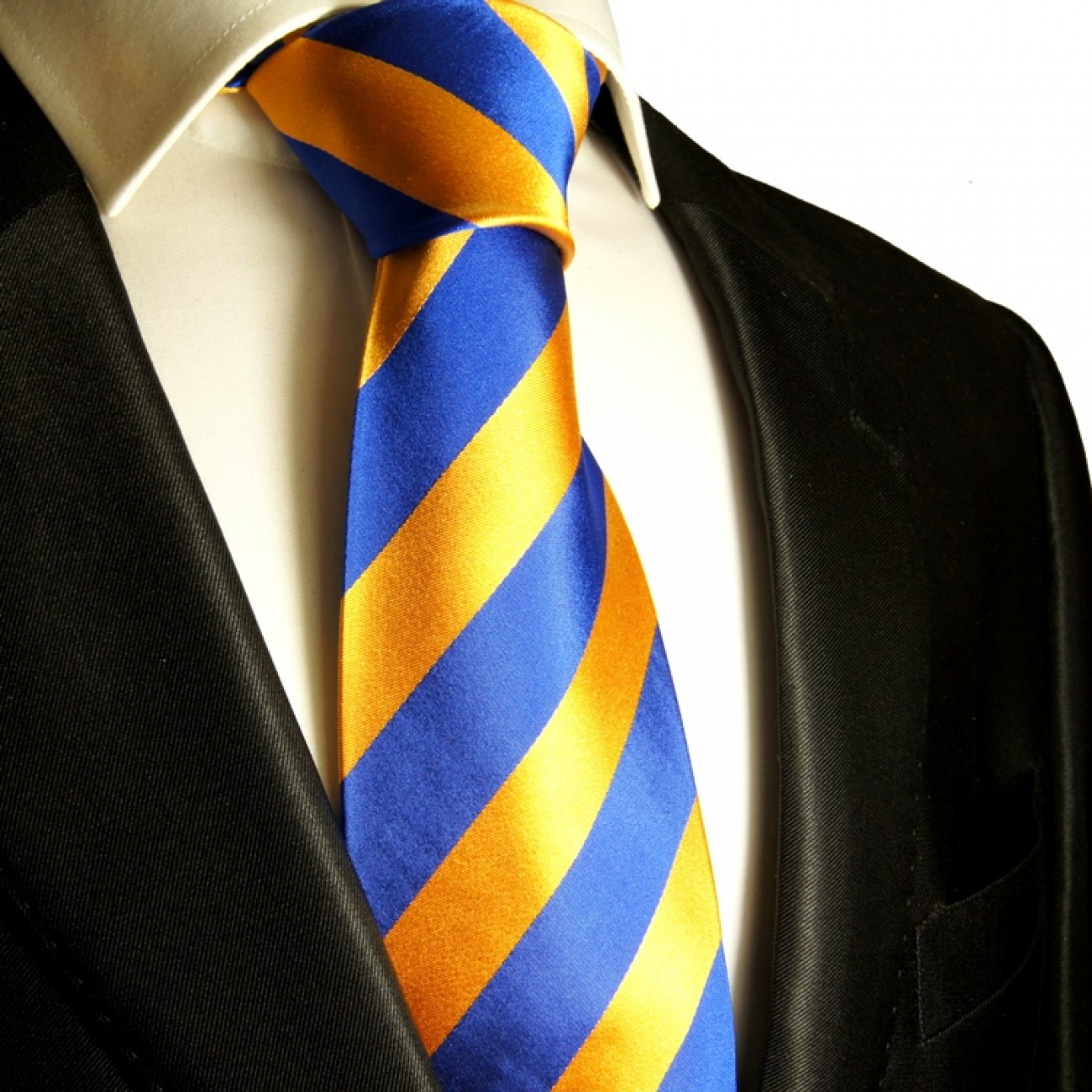 Krawatte blau orange gestreift 409
