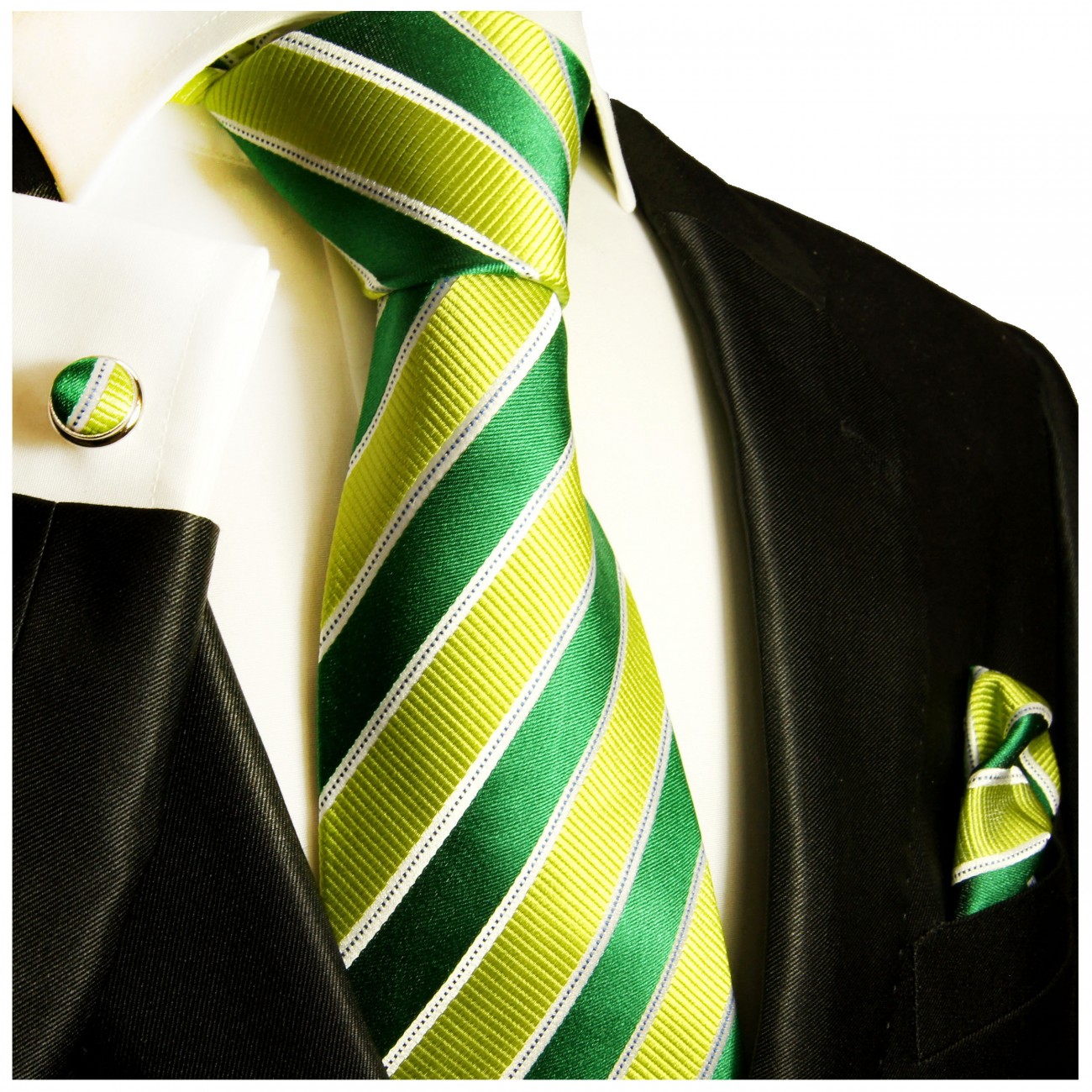 Krawatte grün hellgrün gestreift