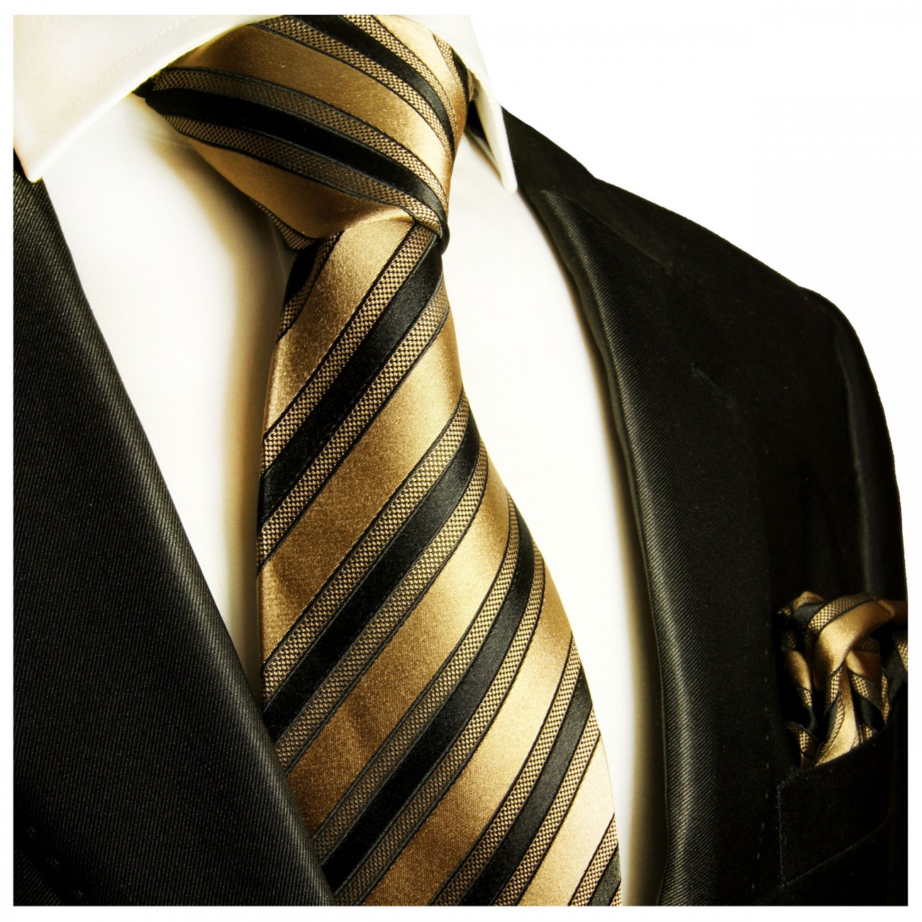 Extra lange Krawatte 165cm - Krawatte Überlänge - braun schwarz gestreift