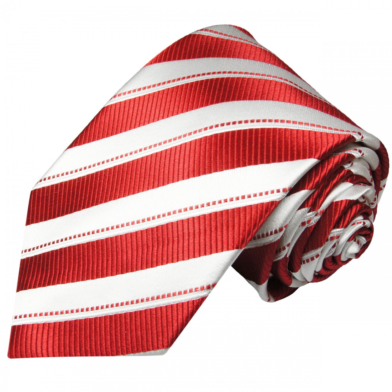 Extra lange Krawatte 165cm - Krawatte rot weiß gestreift