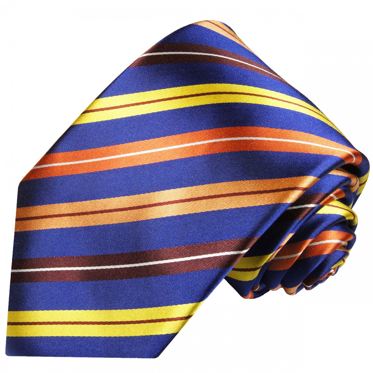 Extra lange Krawatte 165cm - Krawatte blau orange gelb gestreift