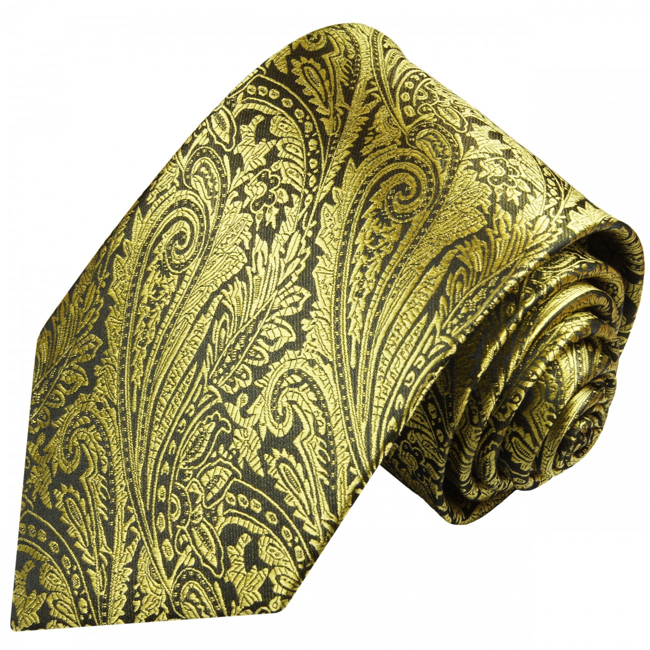 Extra lange Krawatte 165cm - gold paisley floral