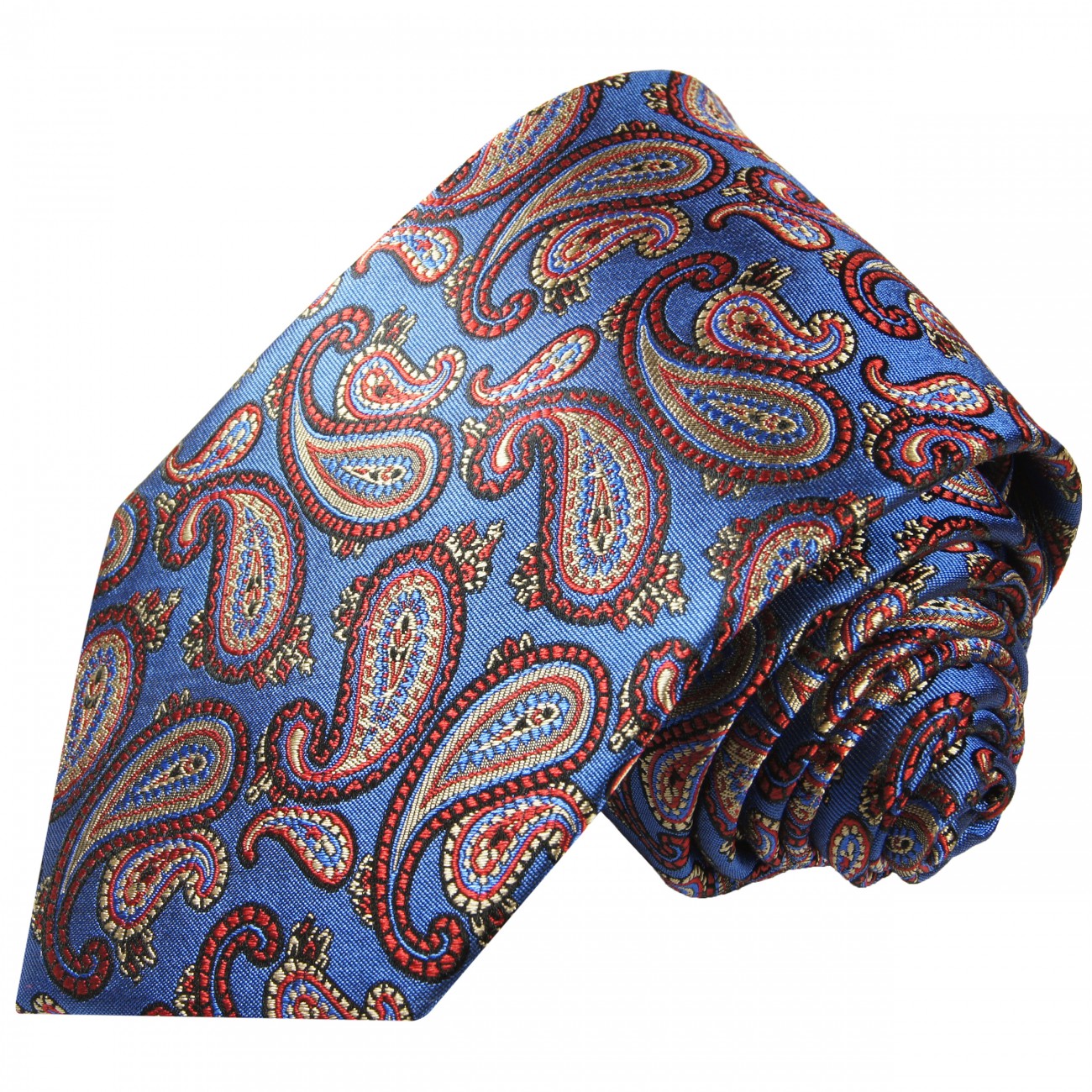 Extra lange Krawatte 165cm - blau rot paisley