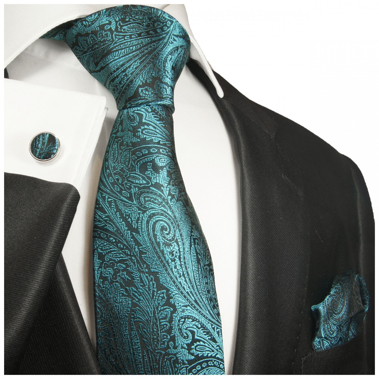 Extra lange Krawatte 165cm - Krawatte türkis floral