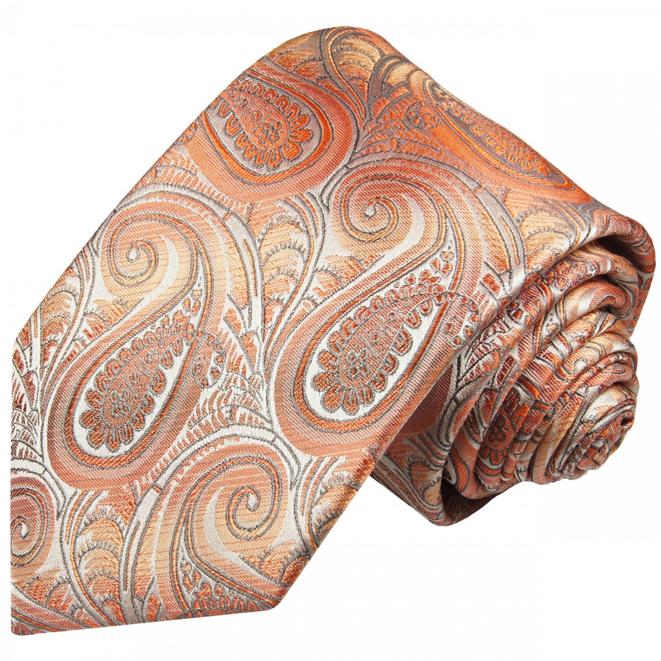 Extra lange Krawatte 165cm - Krawatte orange paisley