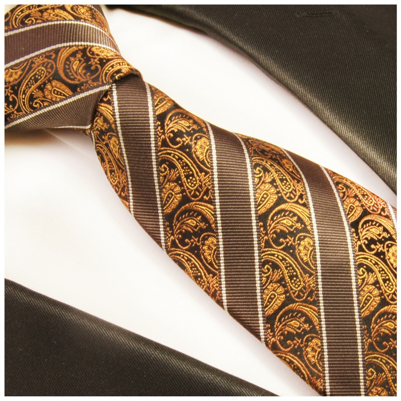Extra lange Krawatte 165cm - Krawatte braun gestreift