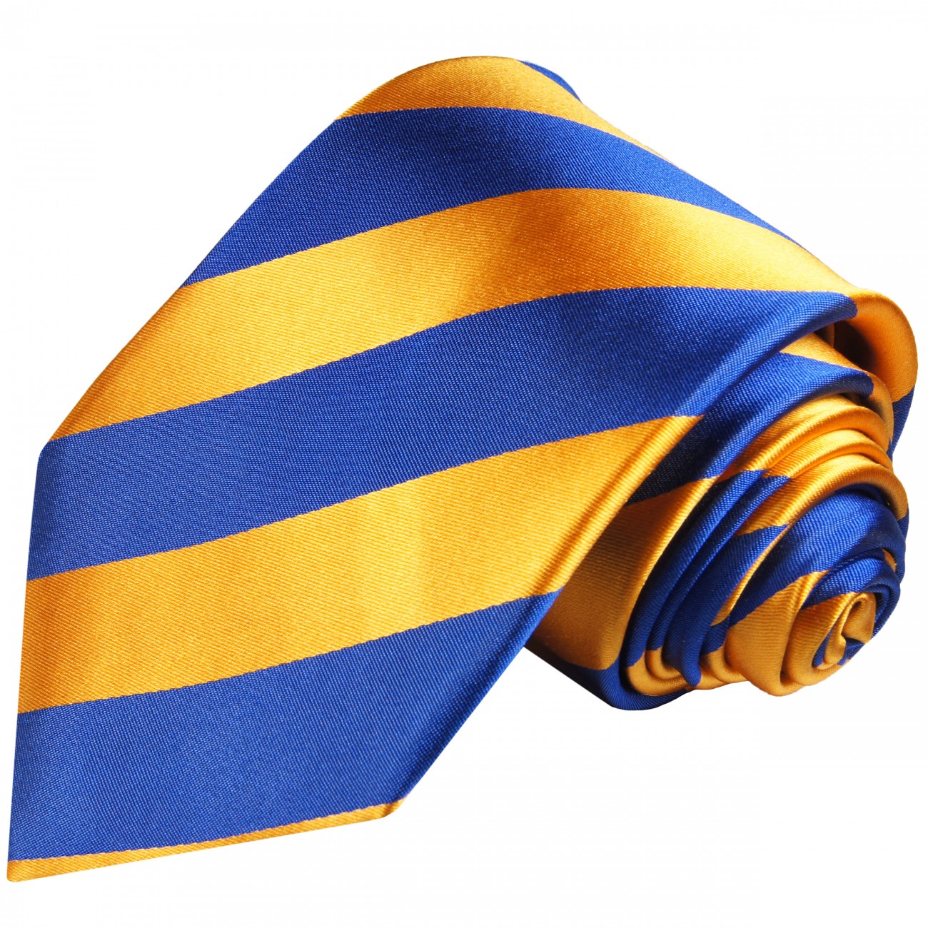 Krawatte blau orange breit gestreift Seide 409