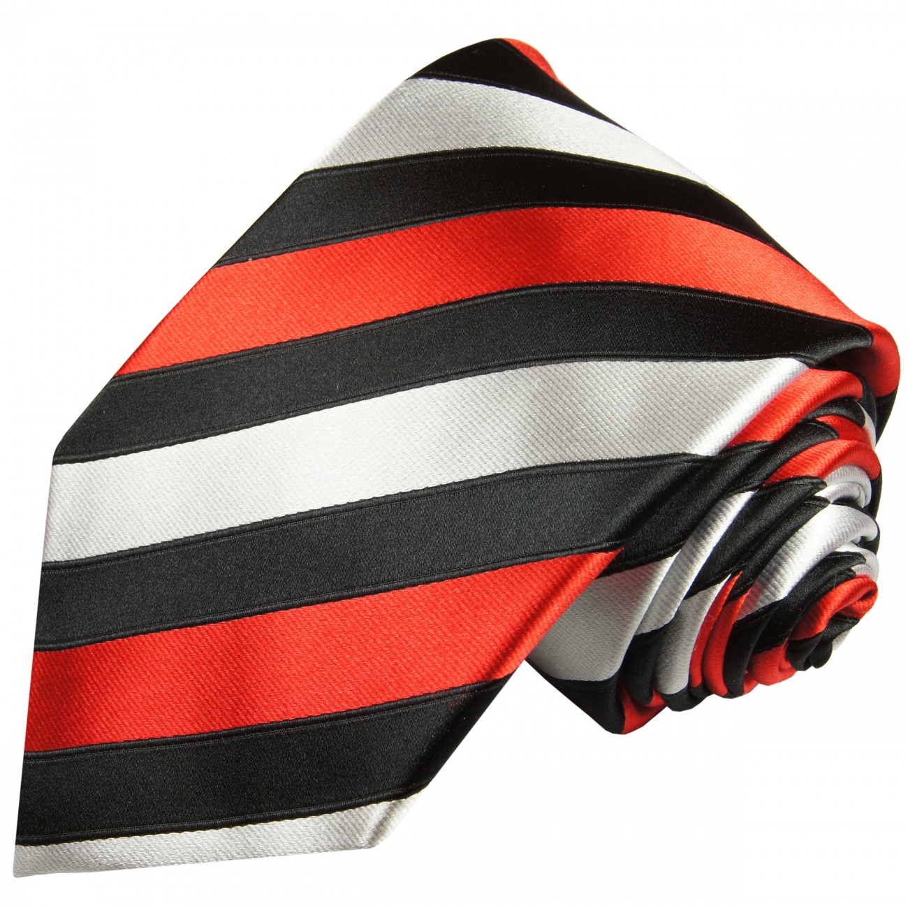 Extra lange Krawatte 165cm - Krawatte Überlänge - schwarz rot silber gestreift
