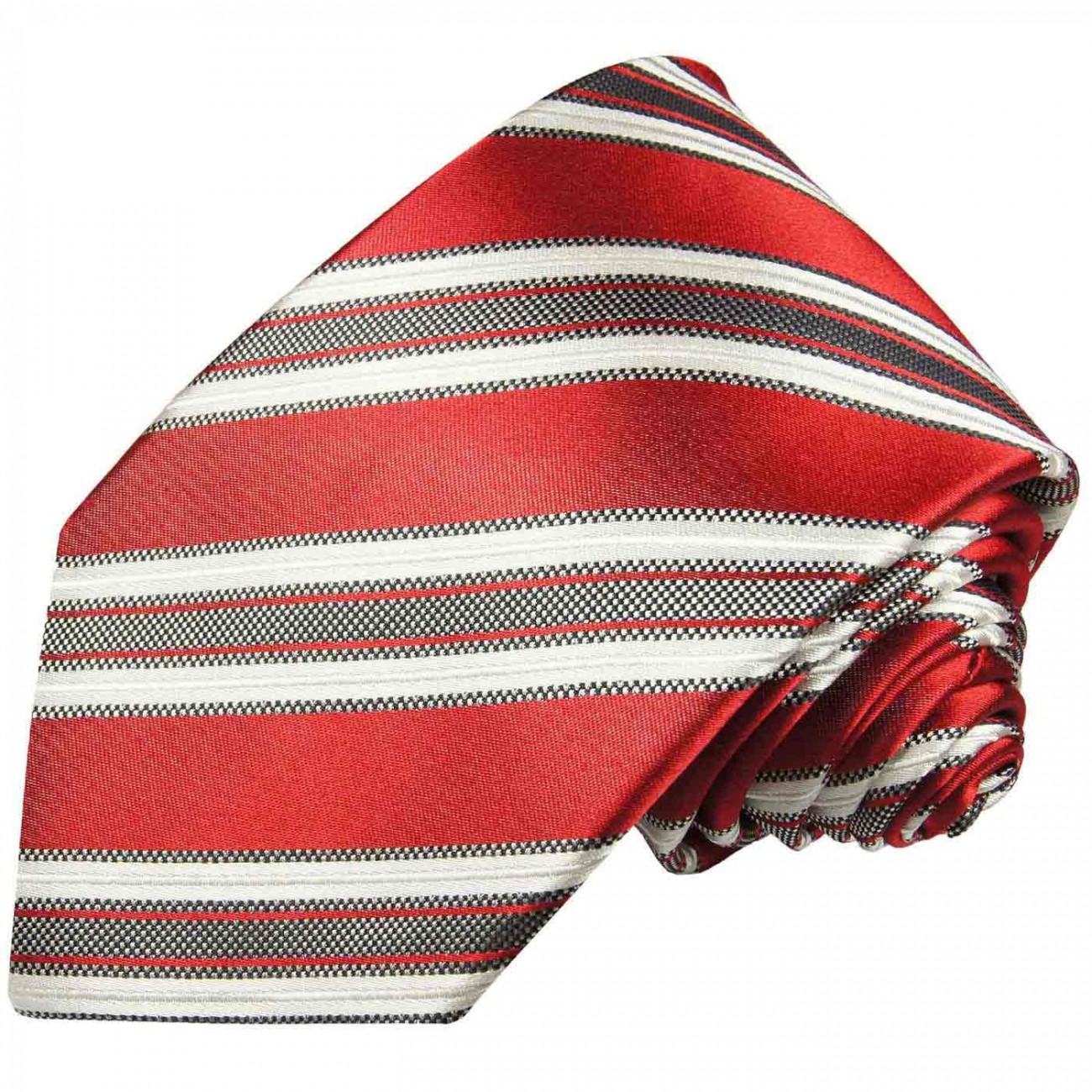 Krawatte rot grau gestreift Seide