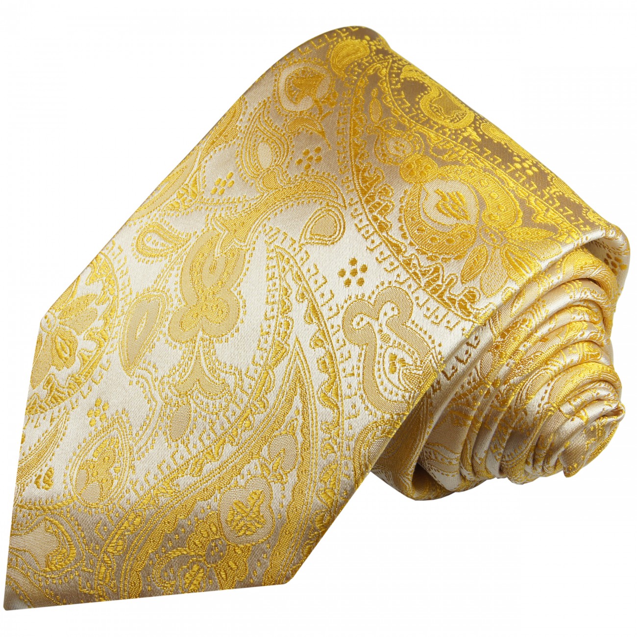Extra lange Krawatte 165cm - Krawatte Überlänge - gelb paisley