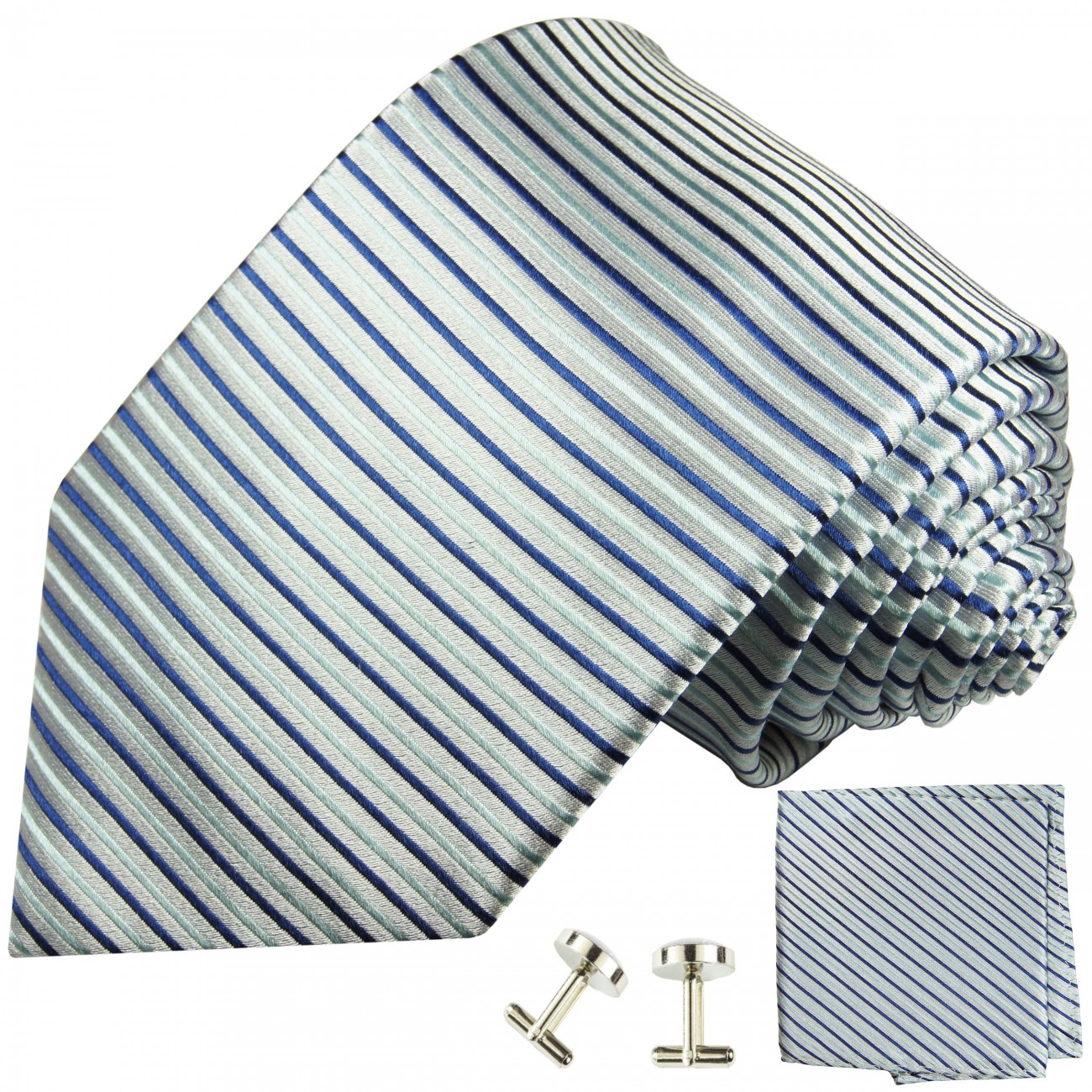 Extra lange Krawatte 165cm - Krawatte blau gestreift