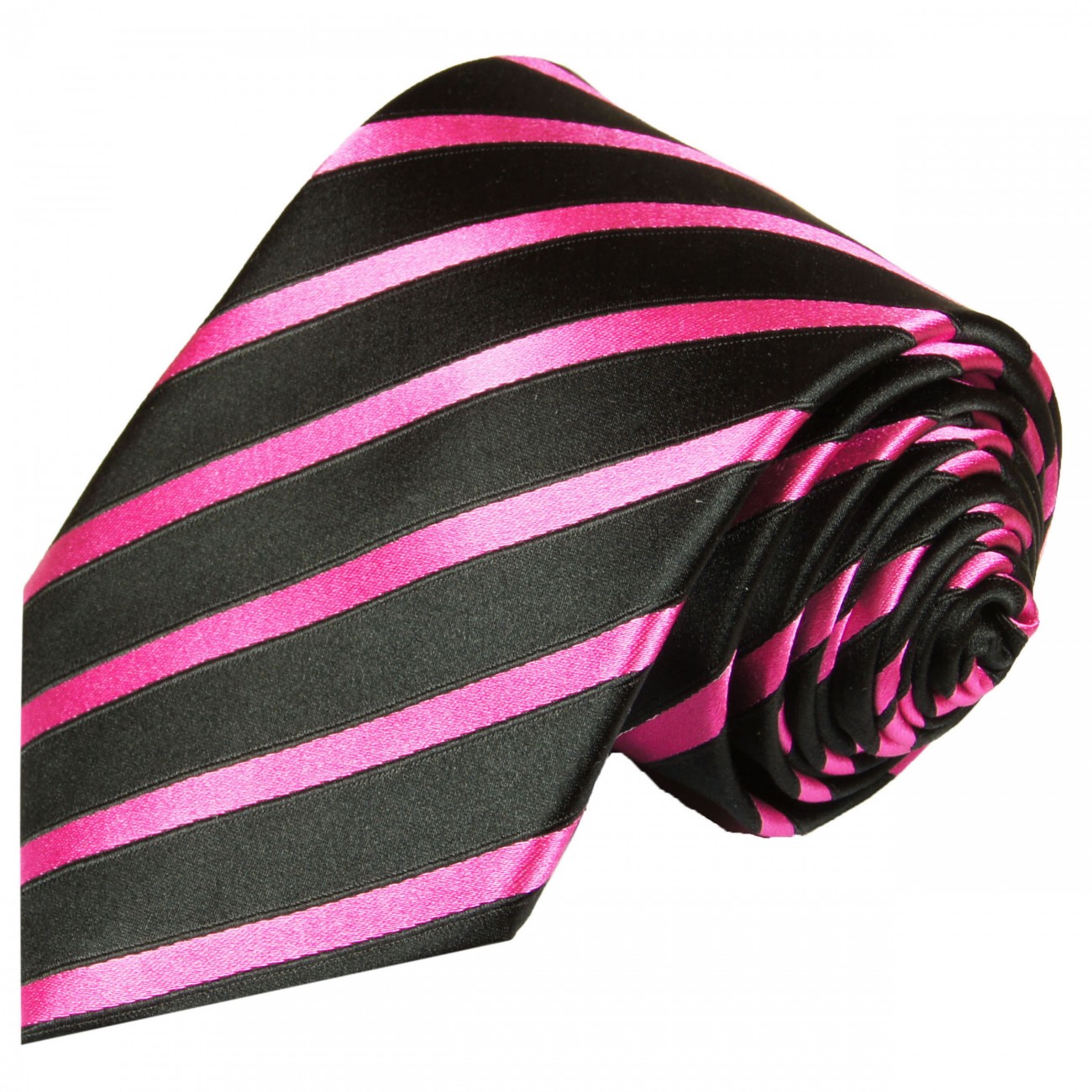 Pinke Krawatte Seide schwarz gestreift