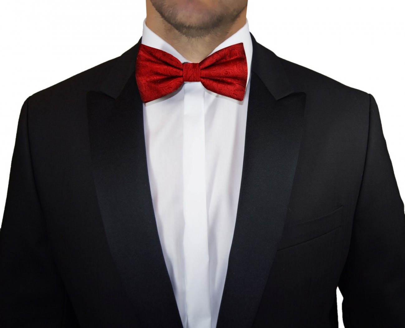 New formal Men's micro fiber pre-tied bow tie & hankie set paisley black blue 