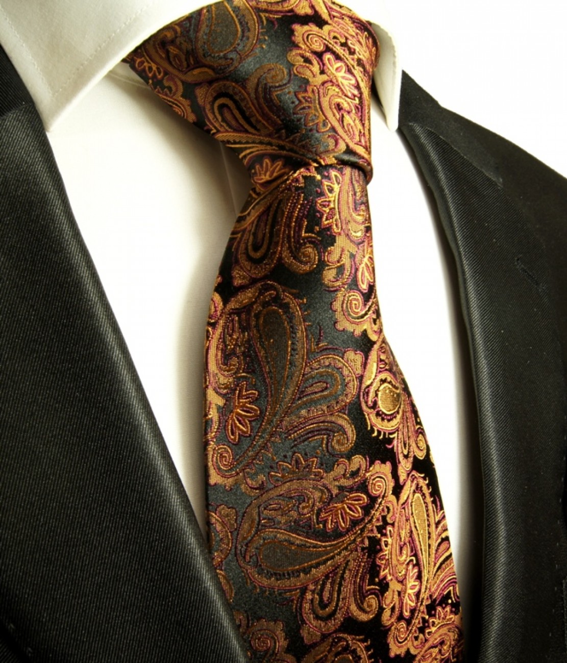 Extra lange Krawatte 165cm - Krawatte Überlänge - braun paisley