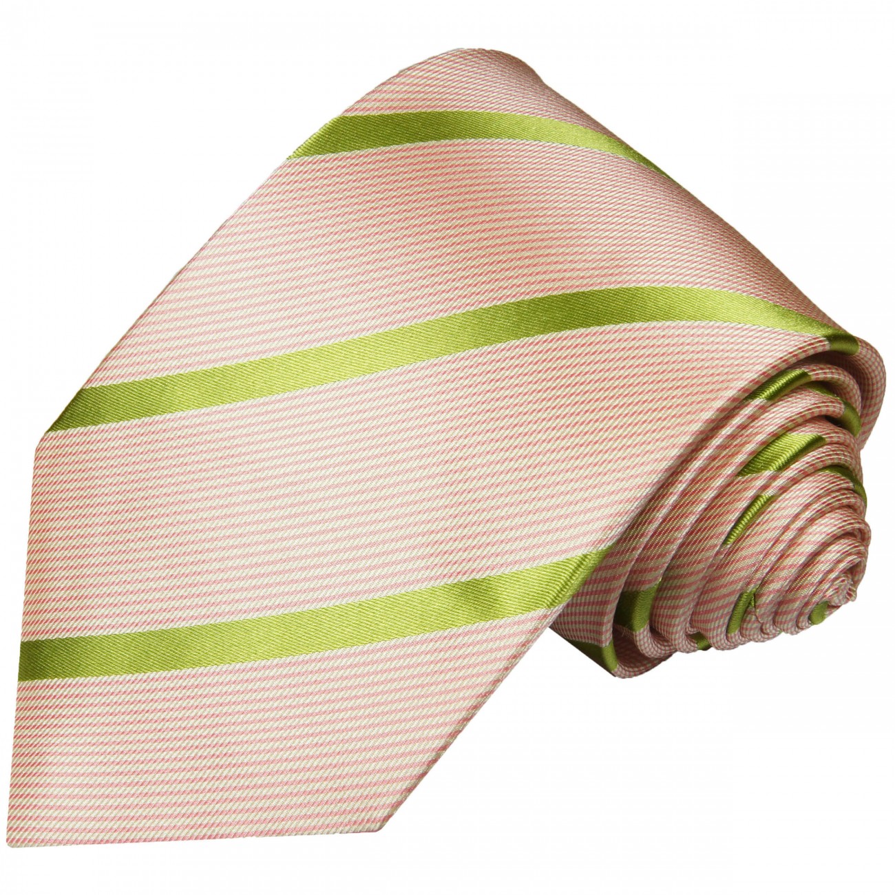 Extra lange Krawatte 165cm - Krawatte lachs grün gestreift