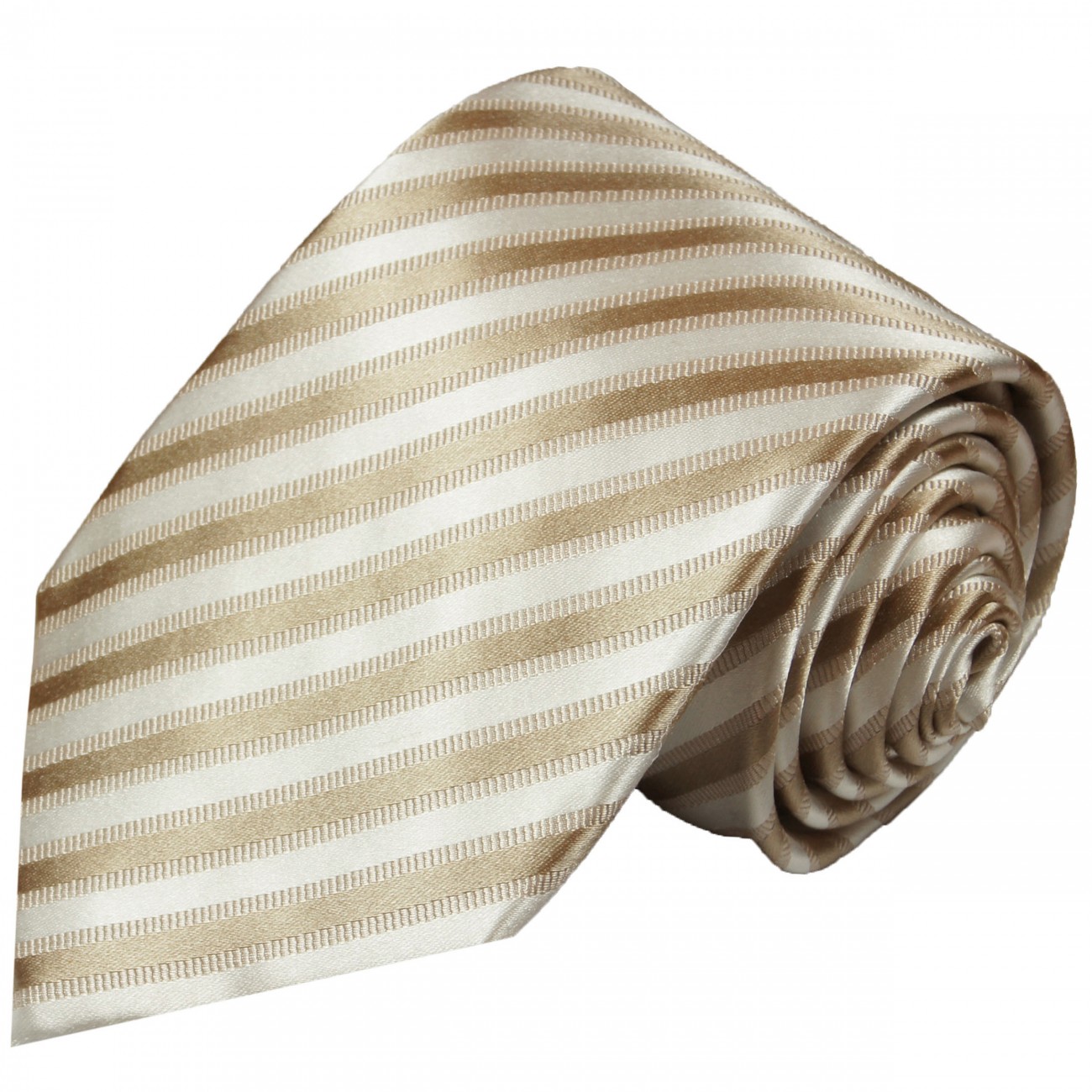 Extra lange Krawatte 165cm - Krawatte Überlänge - cappuccino braun gestreift