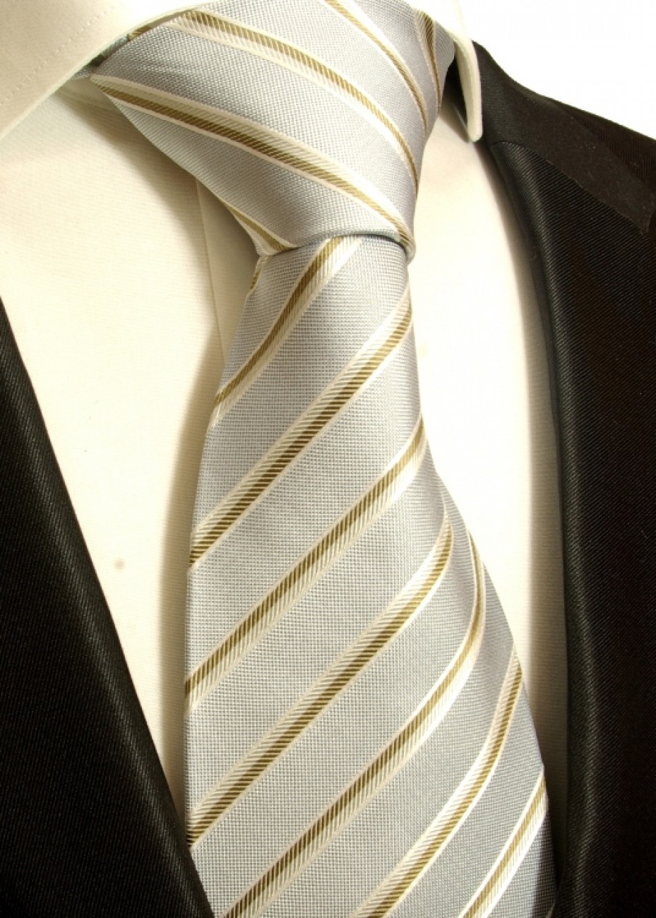 Extra lange Krawatte 165cm - Krawatte Überlänge - blau gold gestreift