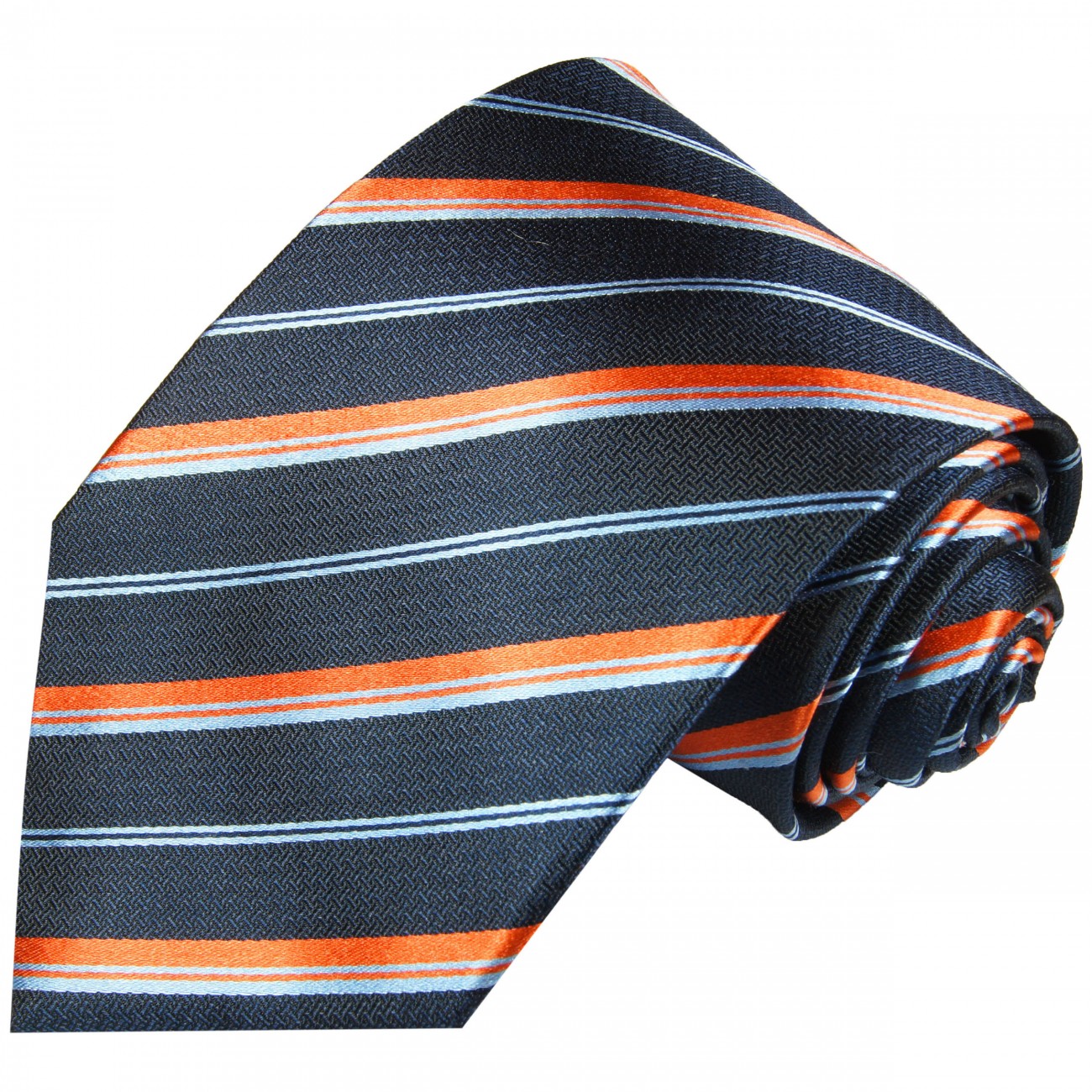 Extra lange Krawatte 165cm - Krawatte Überlänge - blau orange gestreift