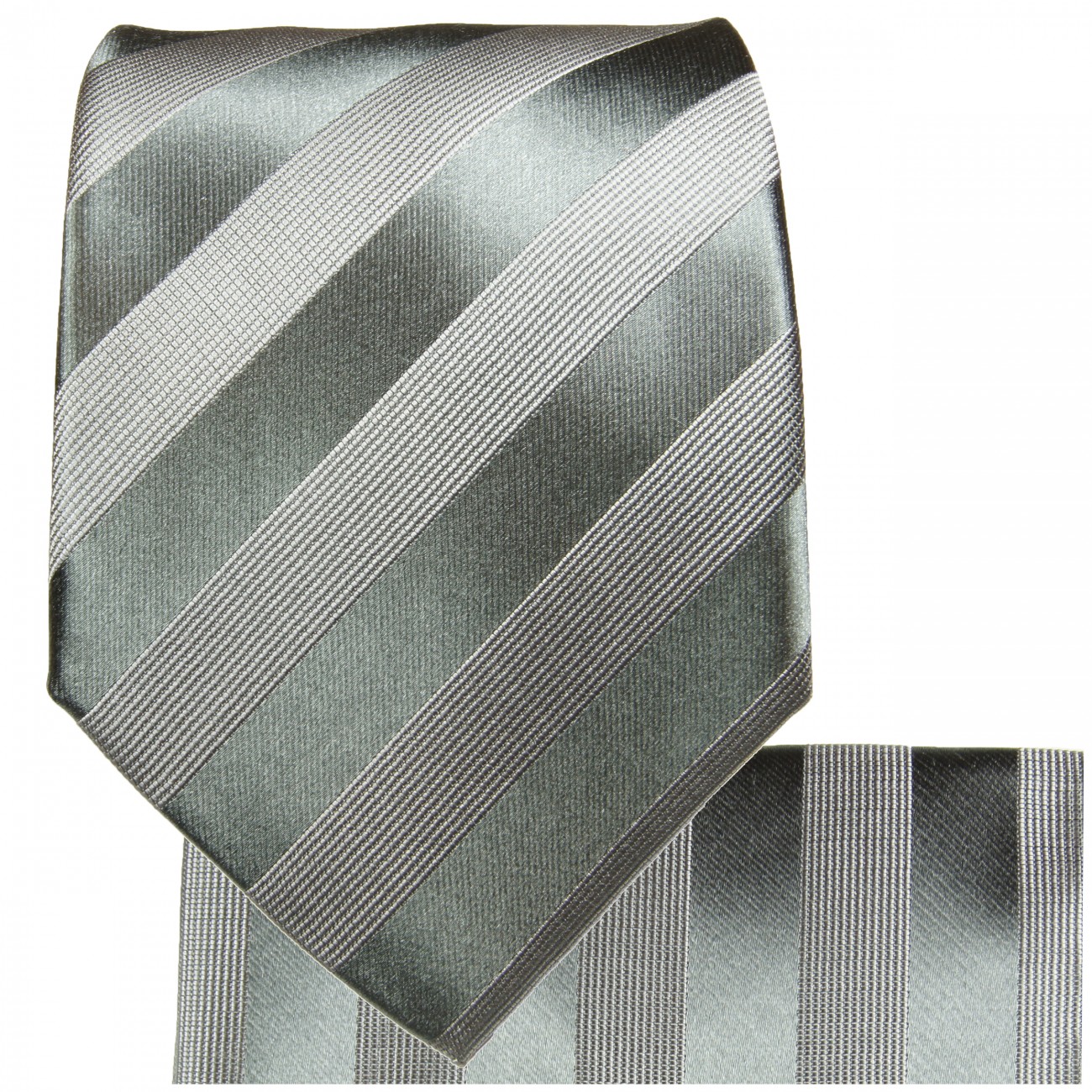 Silber graue Krawatte gestreift Seide mit Einstecktuch
