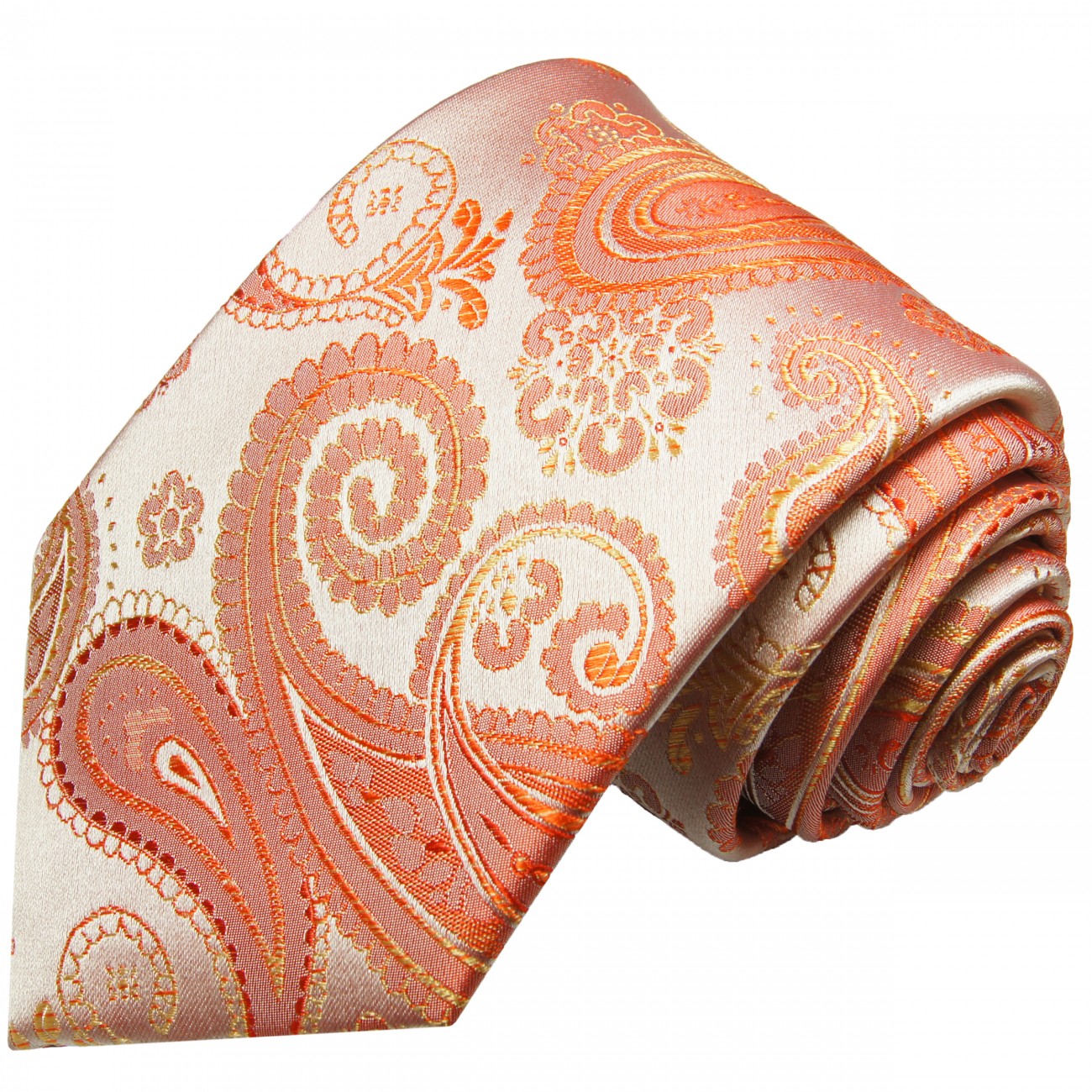 Extra lange Krawatte 165cm - Krawatte koralle paisley