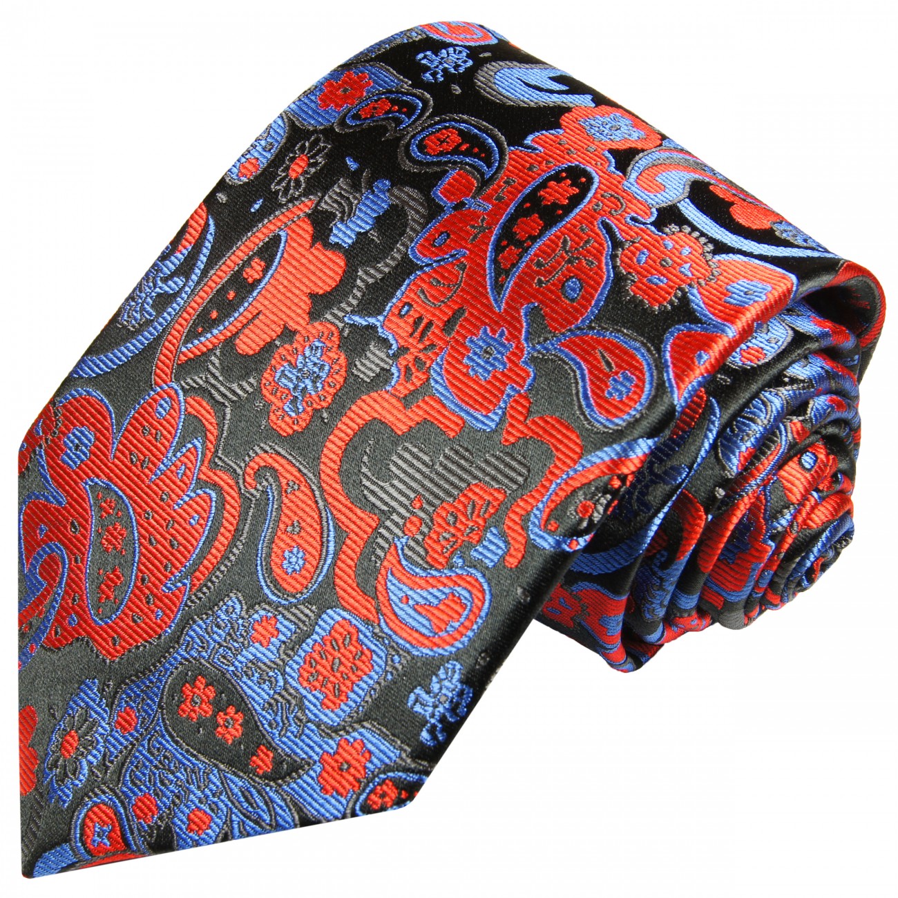 Extra lange Krawatte 165cm - Krawatte Überlänge - schwarz rot paisley
