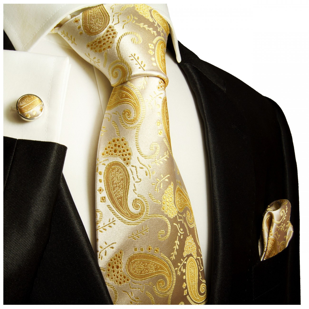 Krawatte gold champagner paisley 886