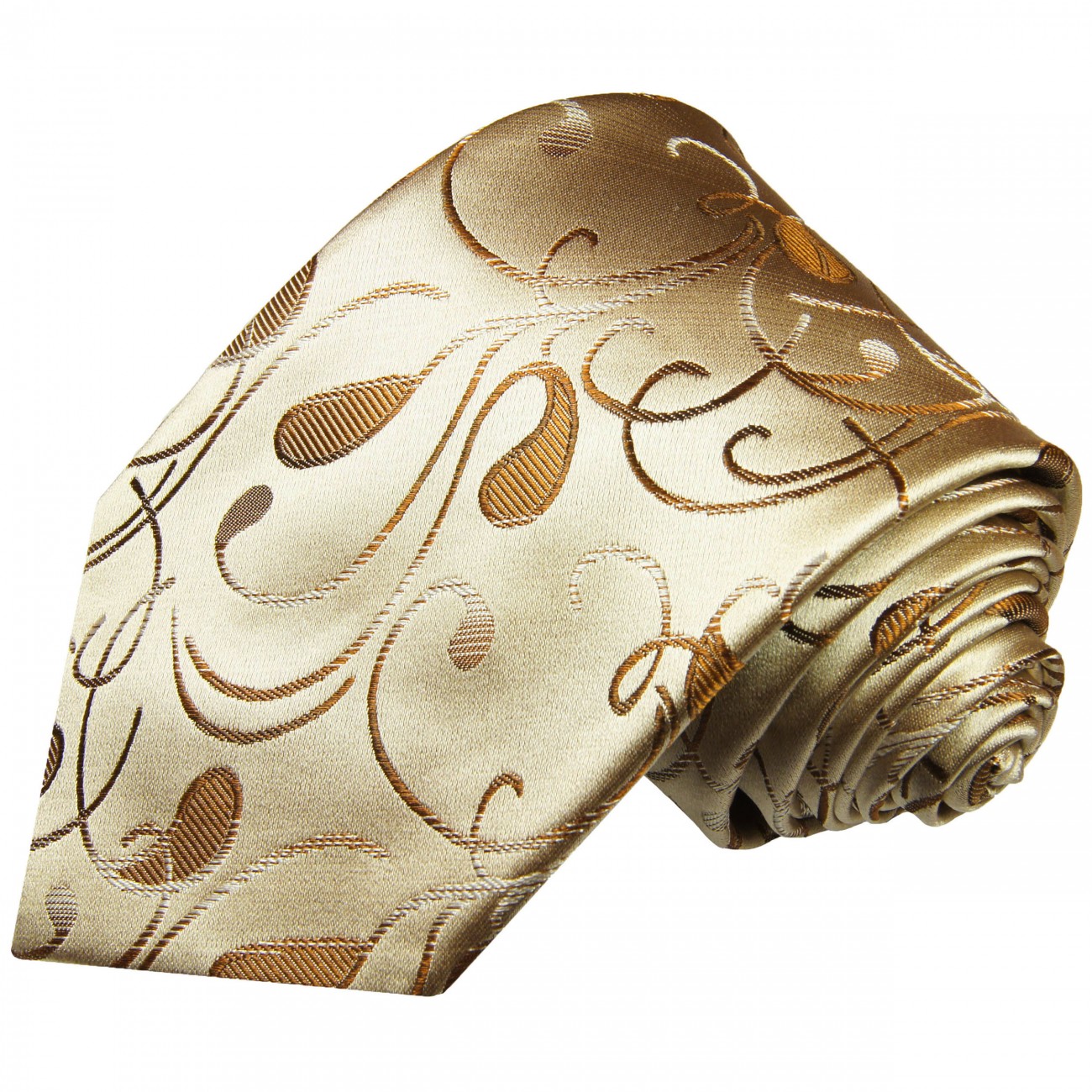 Extra lange Krawatte 165cm - Krawatte braun gold paisley