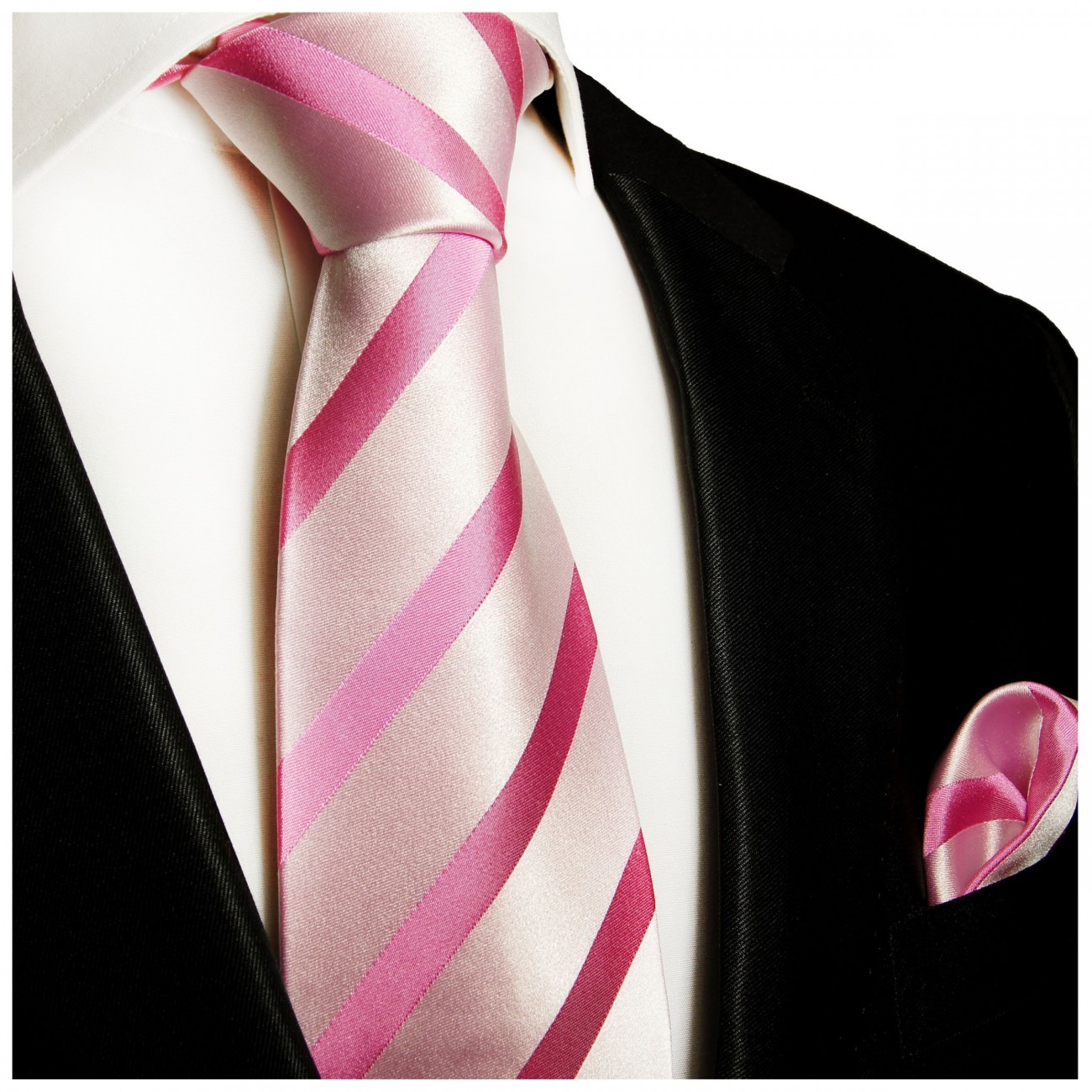 Extra lange Krawatte 165cm - Krawatte Überlänge - pink gestreift