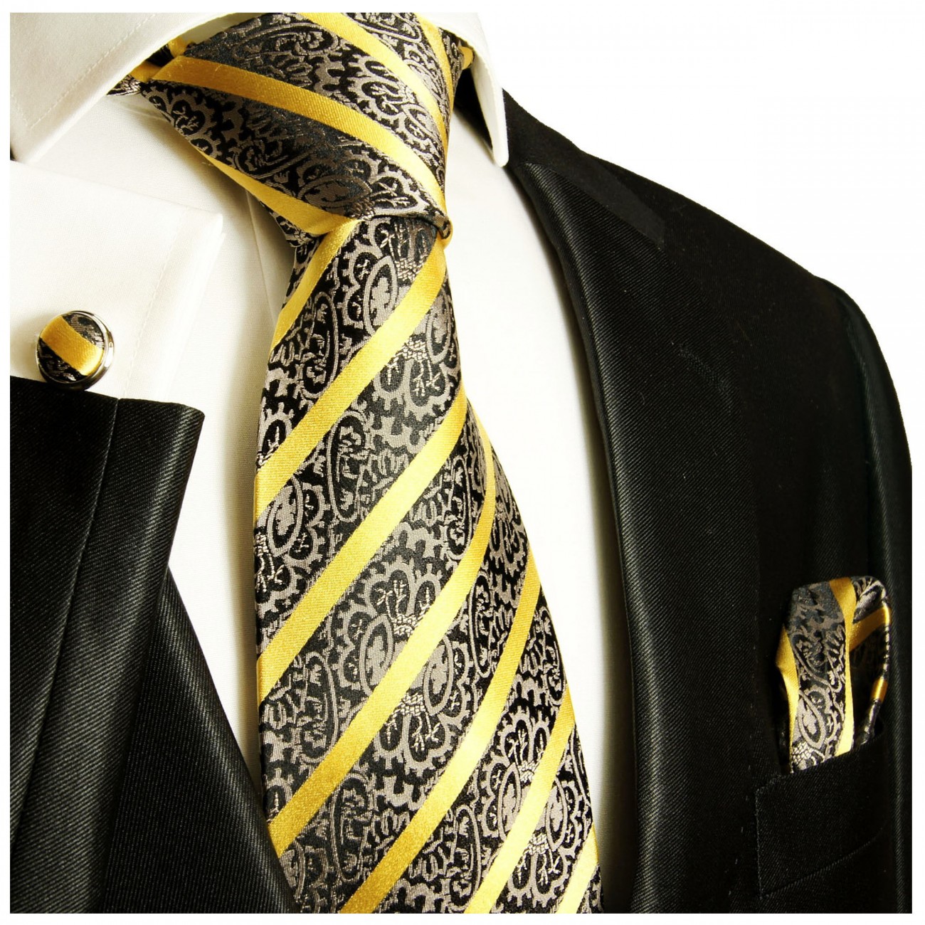 Krawatte gold schwarz barock