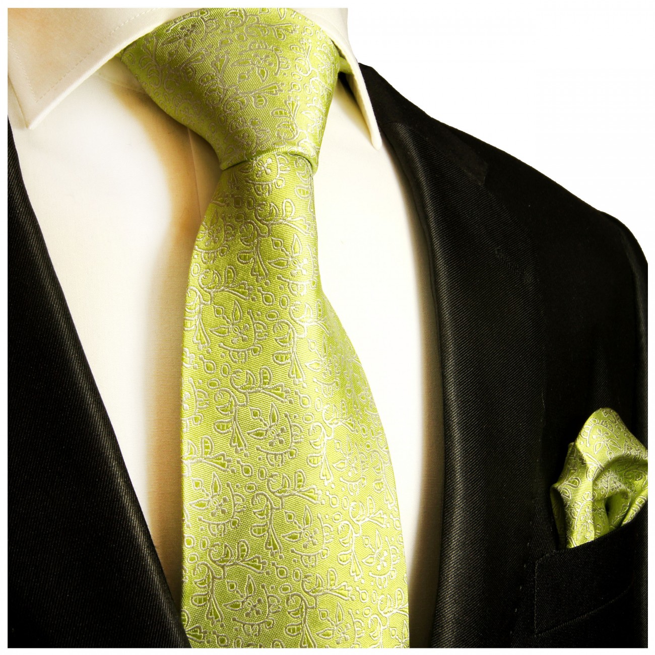 Krawatte grün mit Einstecktuch