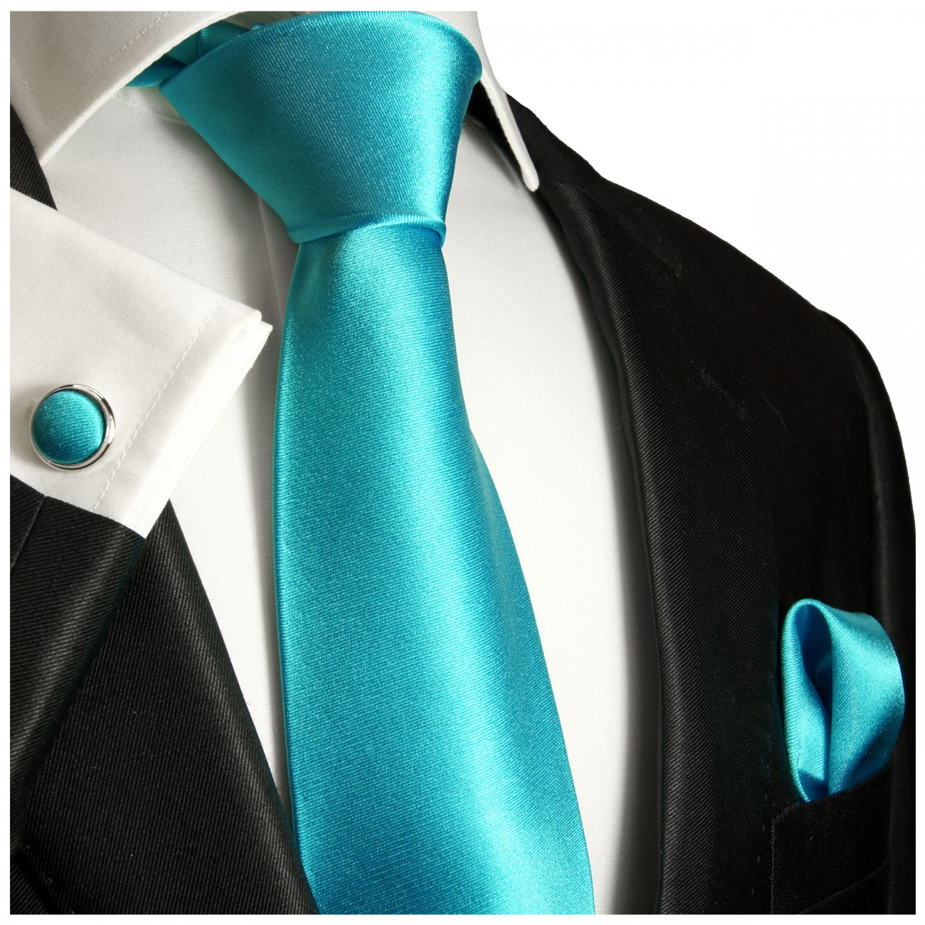 Extra lange Krawatte 165cm - Krawatte türkis uni