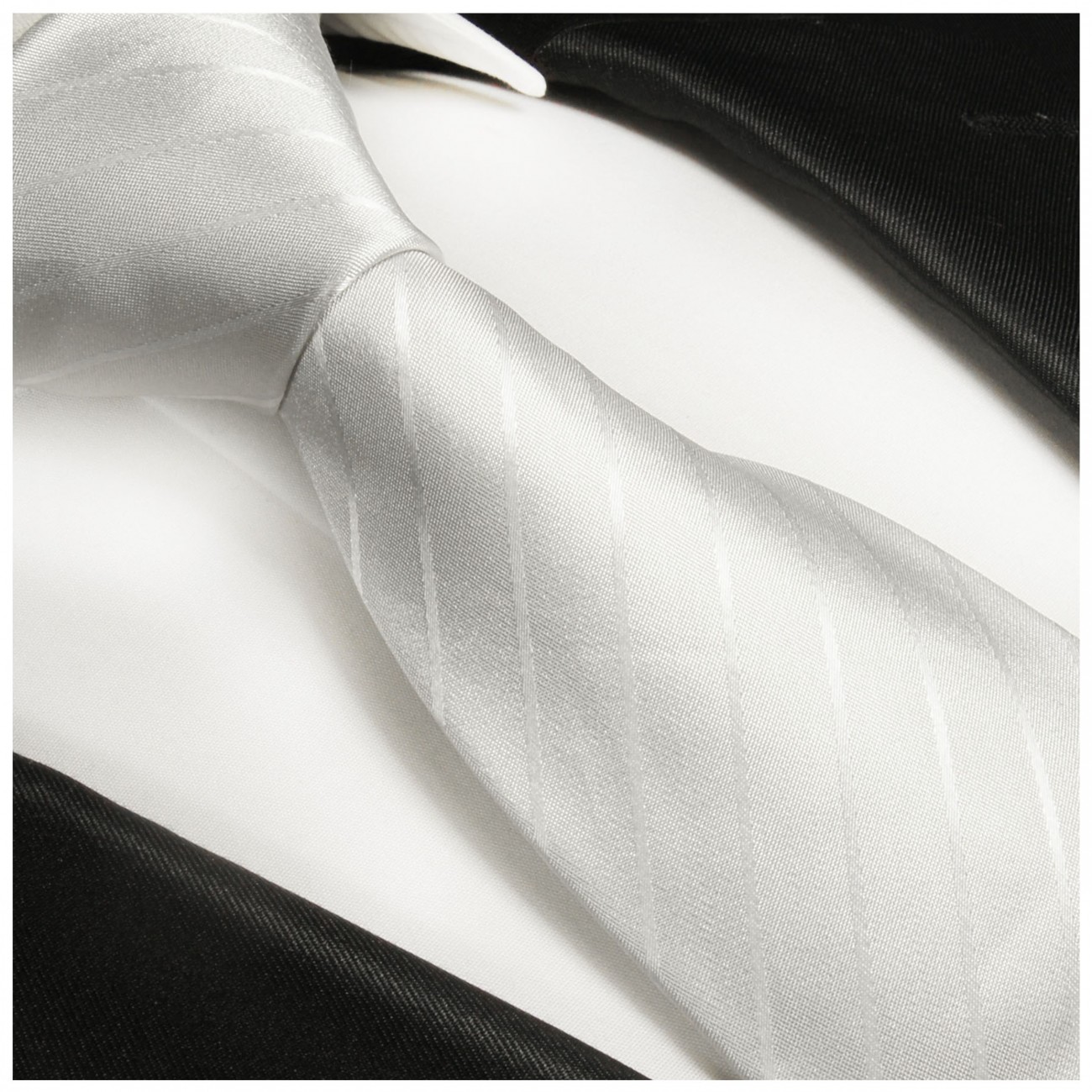 Extra lange Krawatte 165cm - Krawatte ivory weiß gestreift