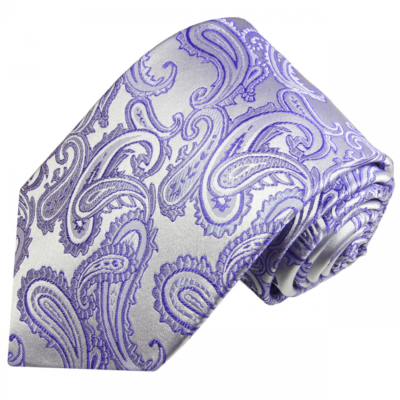 Lila Krawatte violett silber paisley Seide