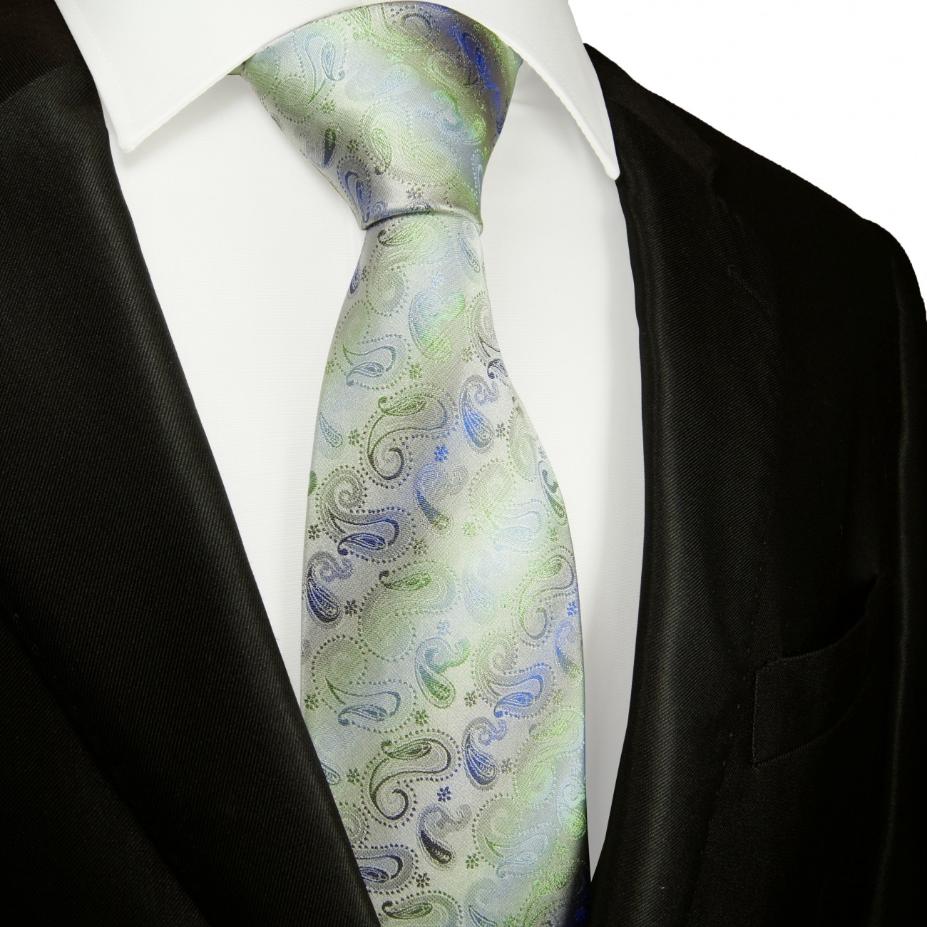 Krawatte grün blau paisley brokat 2058
