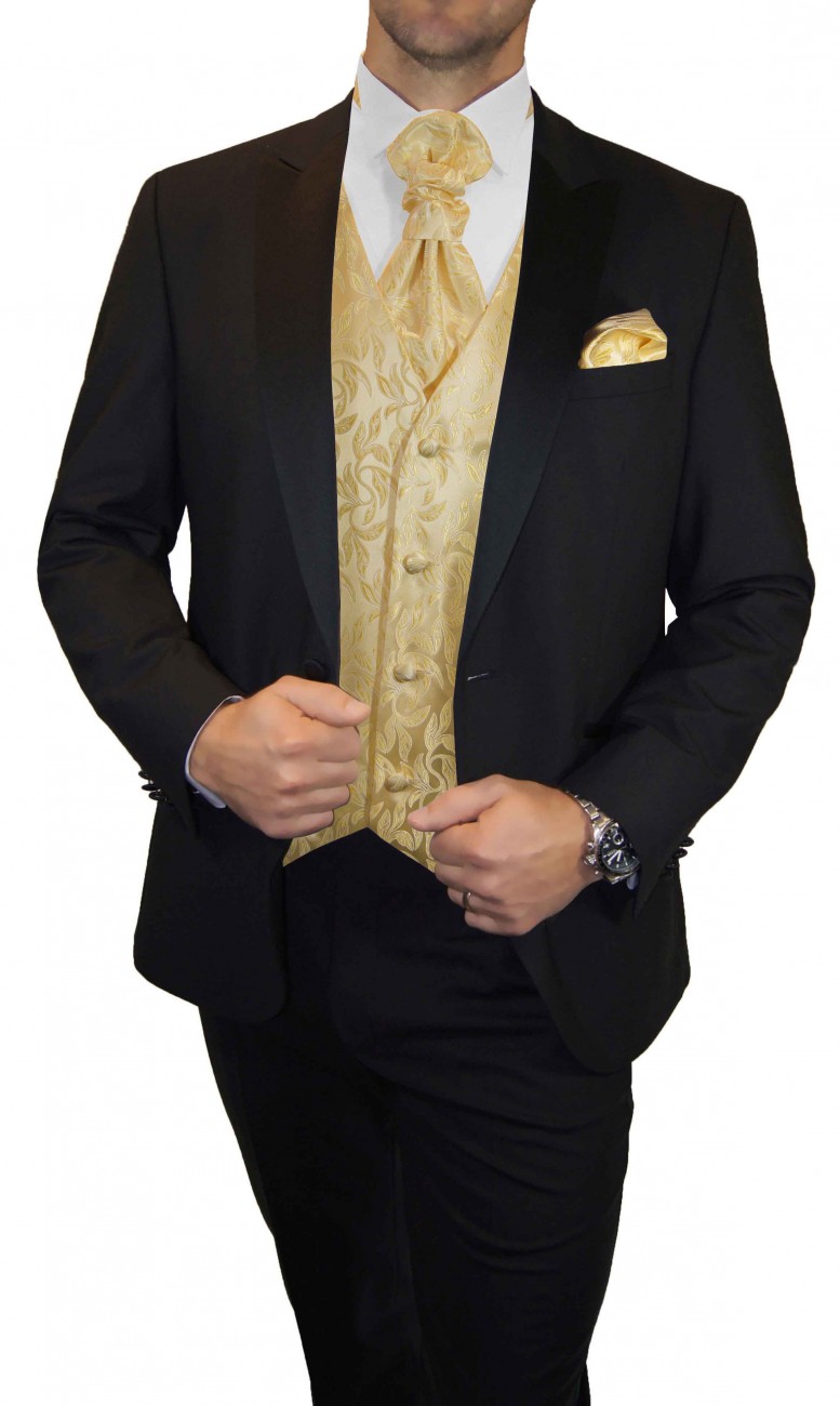 Hochzeitsweste creme gold floral mit Hochzeitsanzug v15
