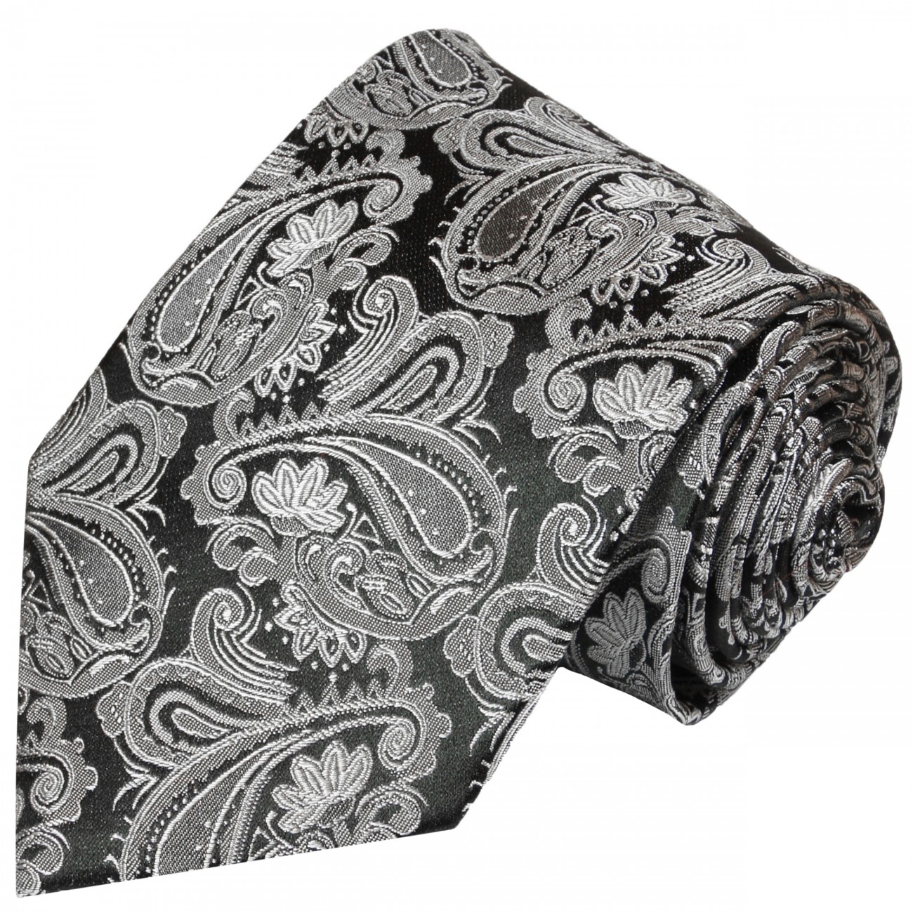 Krawatte grau schwarz paisley brokat Seide